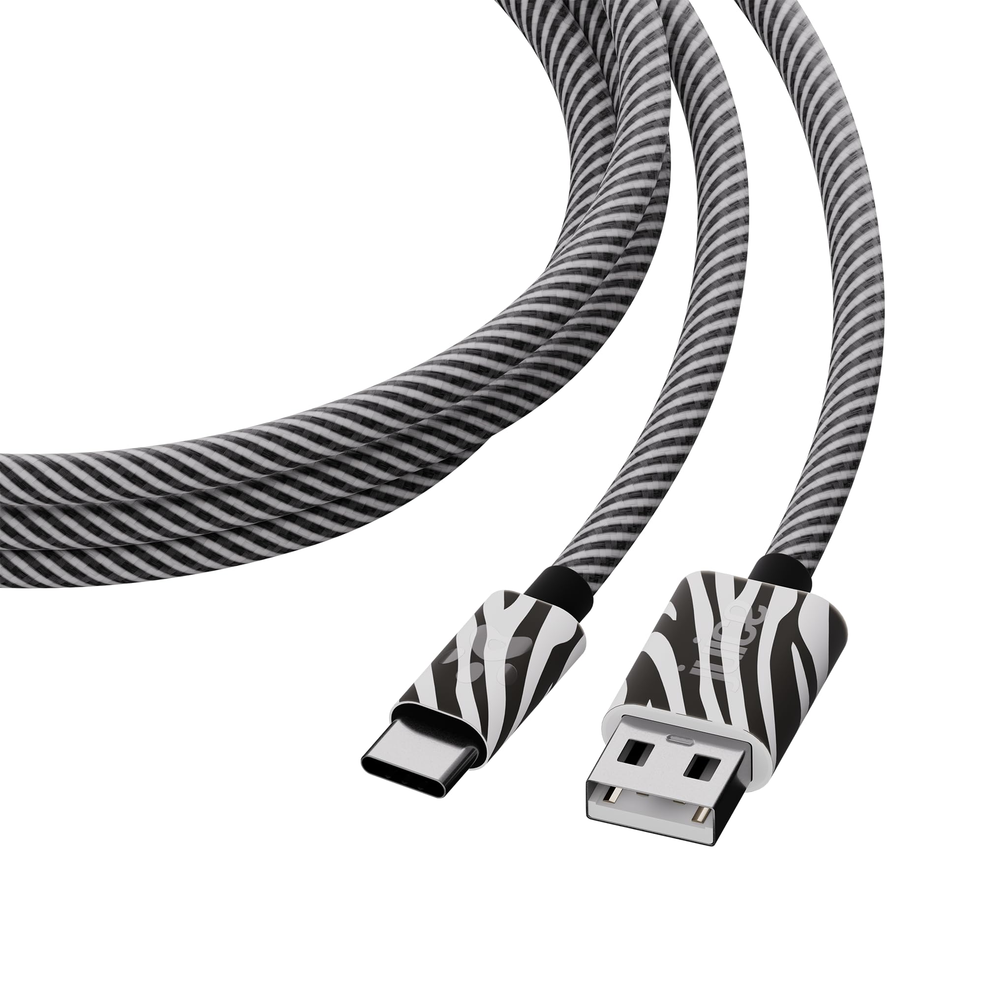 Juice Animals Braided USB A to USB C Cable 1m | Zebra