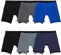 Fruit of the Loom Men's 4-Way Stretch Boxer Briefs: Lightweight Moisture Wicking Underwear, 6-Pack Long/Regular/Trunk Legs