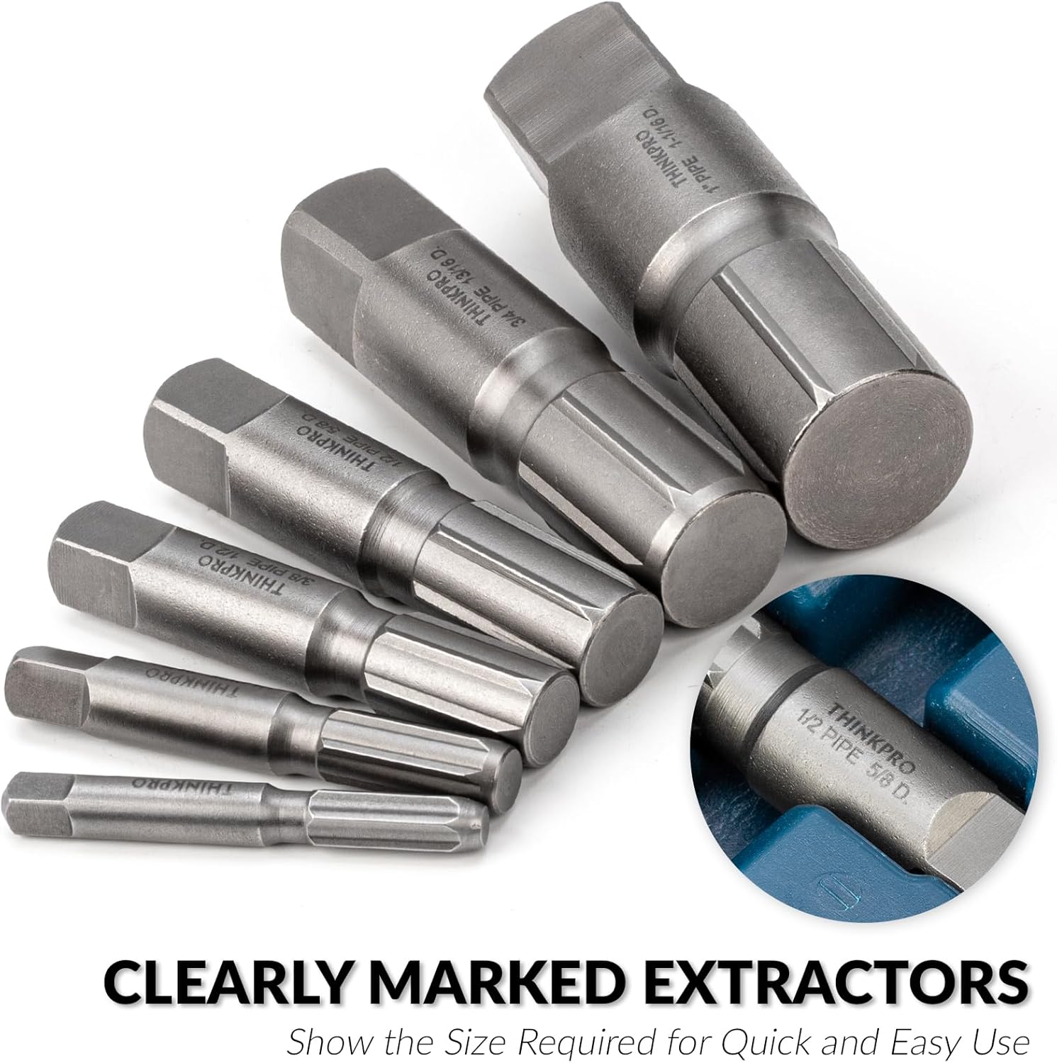 Thinkpro 6 Piece Pipe Extractor Set, 1/8 PIPE to 1 Tough Steel