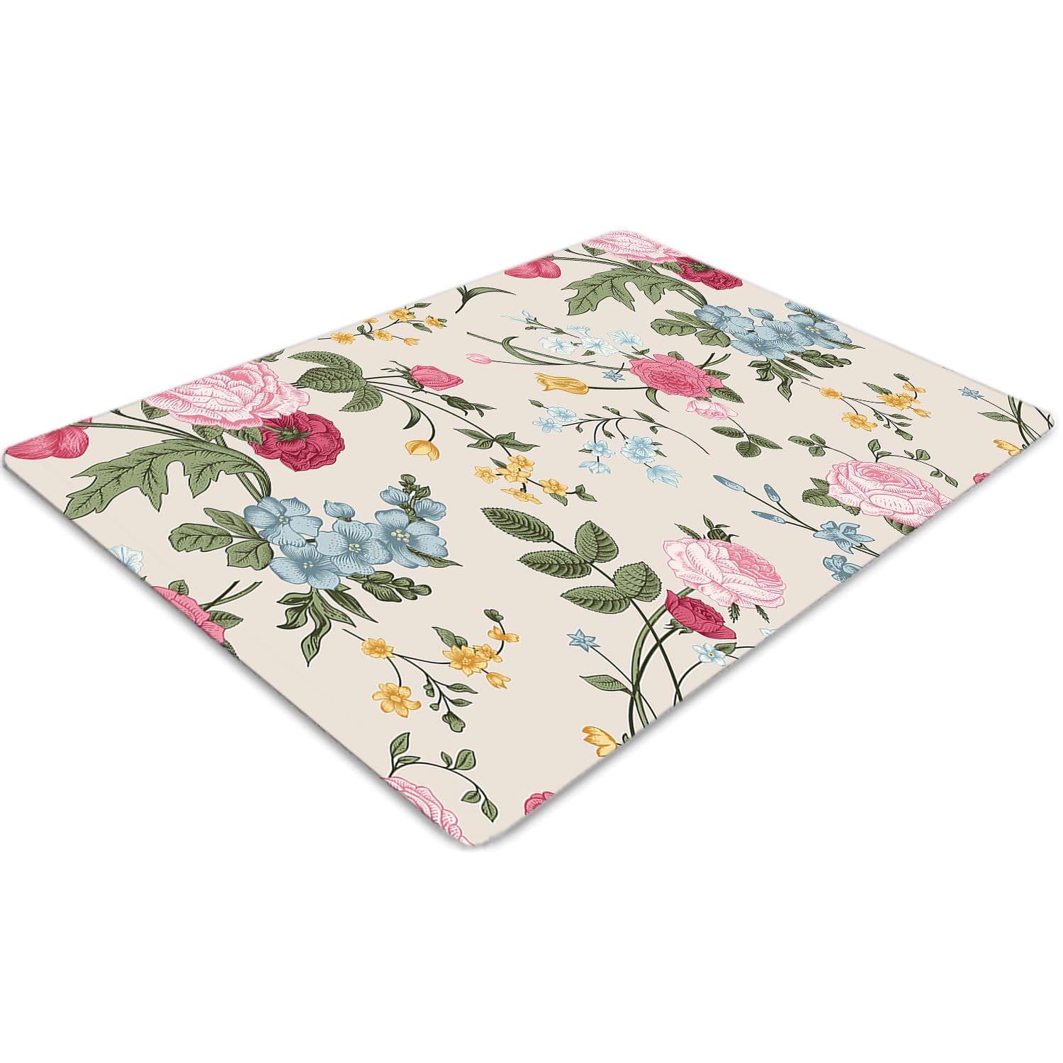 Tapis de chaise 140x100 cm rectangulaire en PVC imprimé fleurs