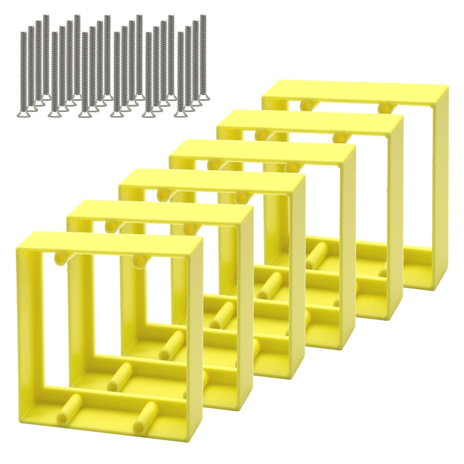 3/4” Double Gang Receptacle Outlet Box Extender,Yellow Electrical Outlet Extender for Electrical Box and Electrical Outlet Switches,A Great Helper for Outlet Box Adjustments,6Pack