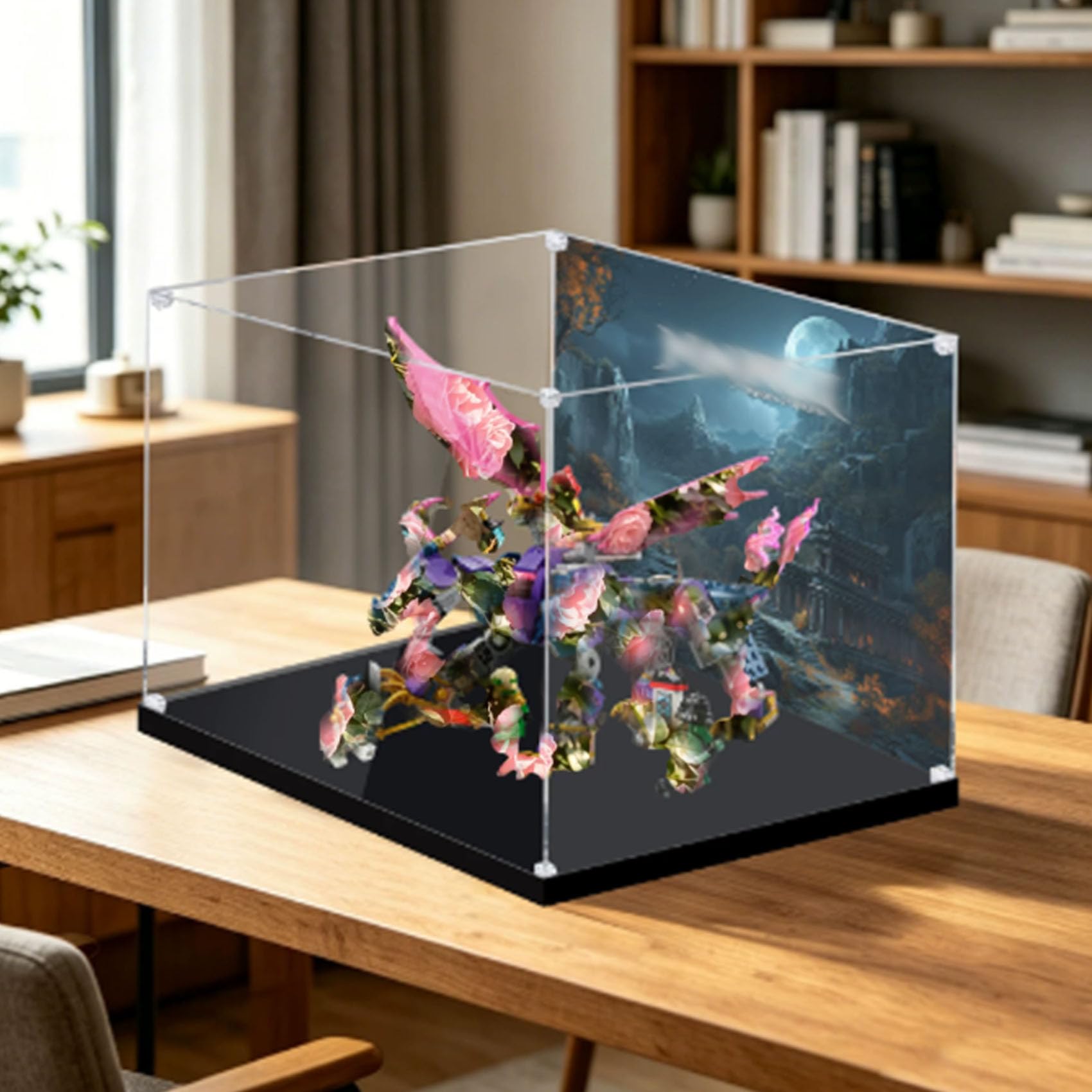 Acrylic Display Case for Le-go 71842 Dragon Model, Dustproof Display Box (display box only) (background 3mm-C)