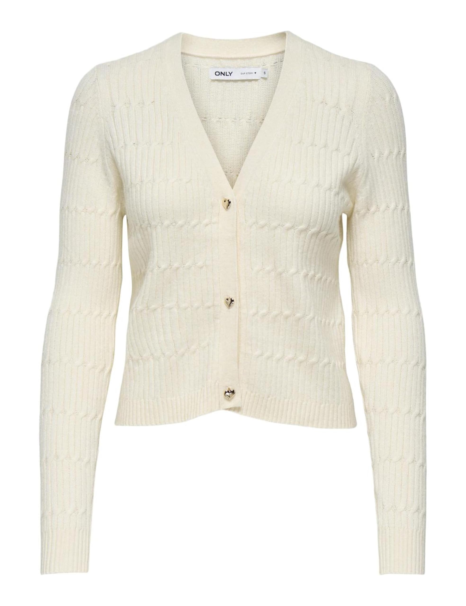 ONLY Women's Onlkatia LS Cable V-Neck Cardi KNT Noos Cardigan, White Cap Grey/Detail: Melange, M