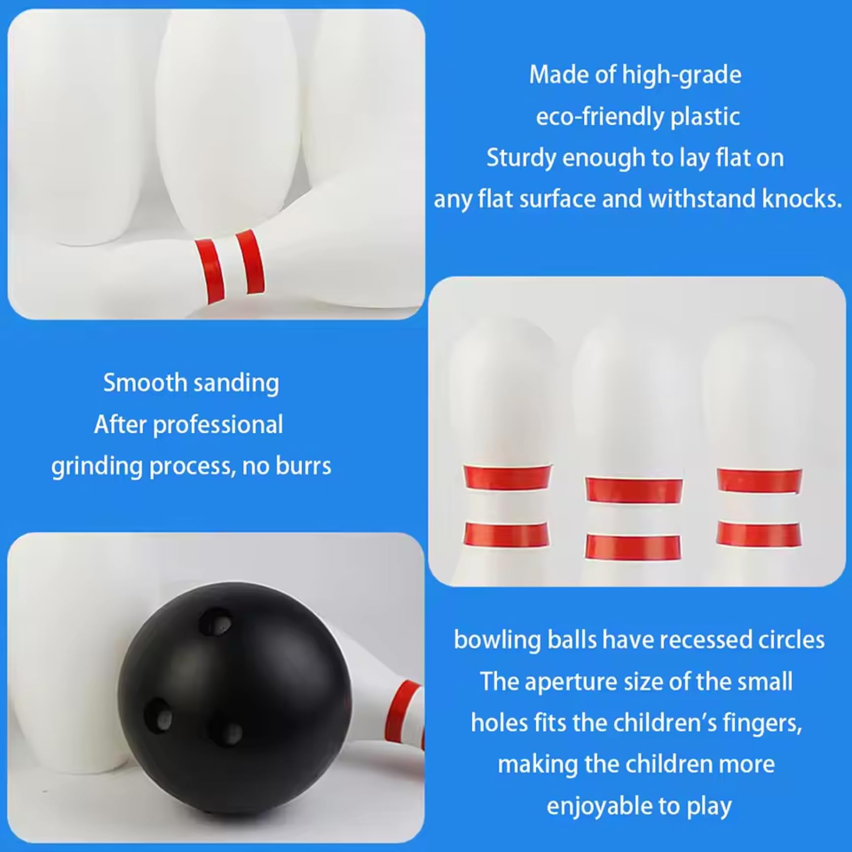 Ensemble de bowling pour enfants, 10 quilles en plastique et 2 balles, jeu de bowling pour tout-petits, activités intérieures et extérieures, jeu éducatif, fête d'anniversaire pour garçons fill