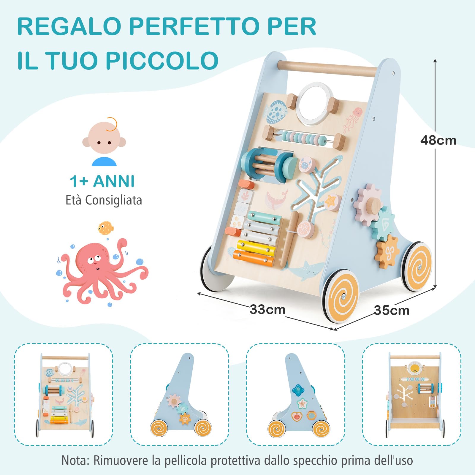 COSTWAY 8 in 1 Carello Primi Passi per Bambini
