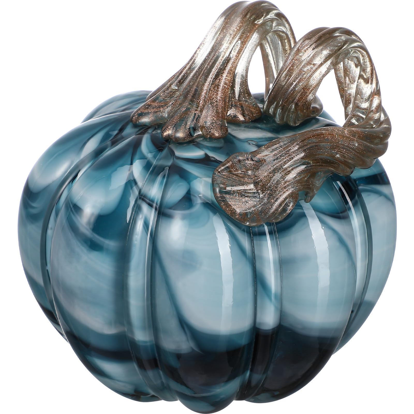 Adorno de calabaza de vidrio azul para decorar salones modernos y mesas creativas