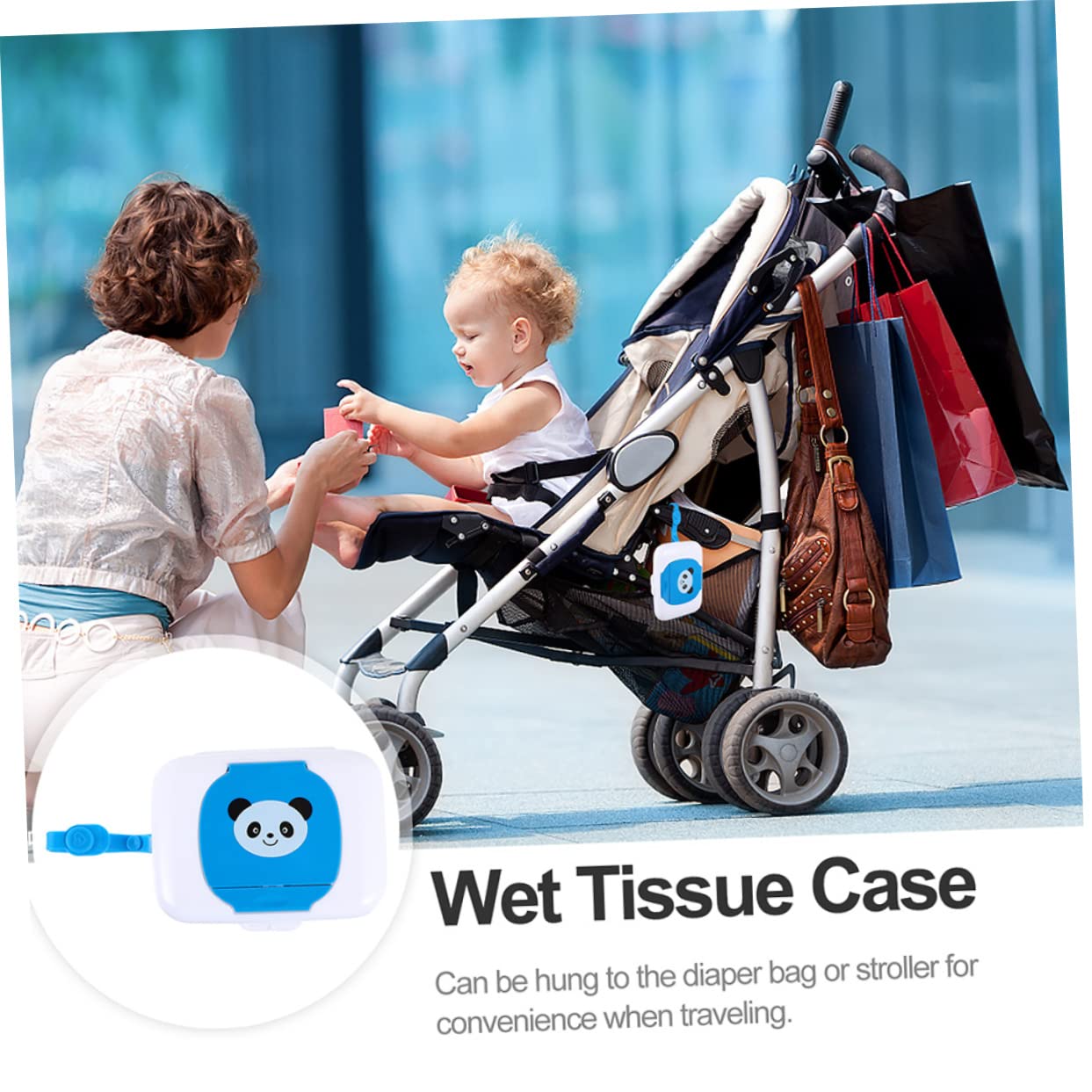 Yardwe 2pcs Portable Wipes Box Dispenser Reusable Wet Tissue Pouches Holder for Crib Stroller