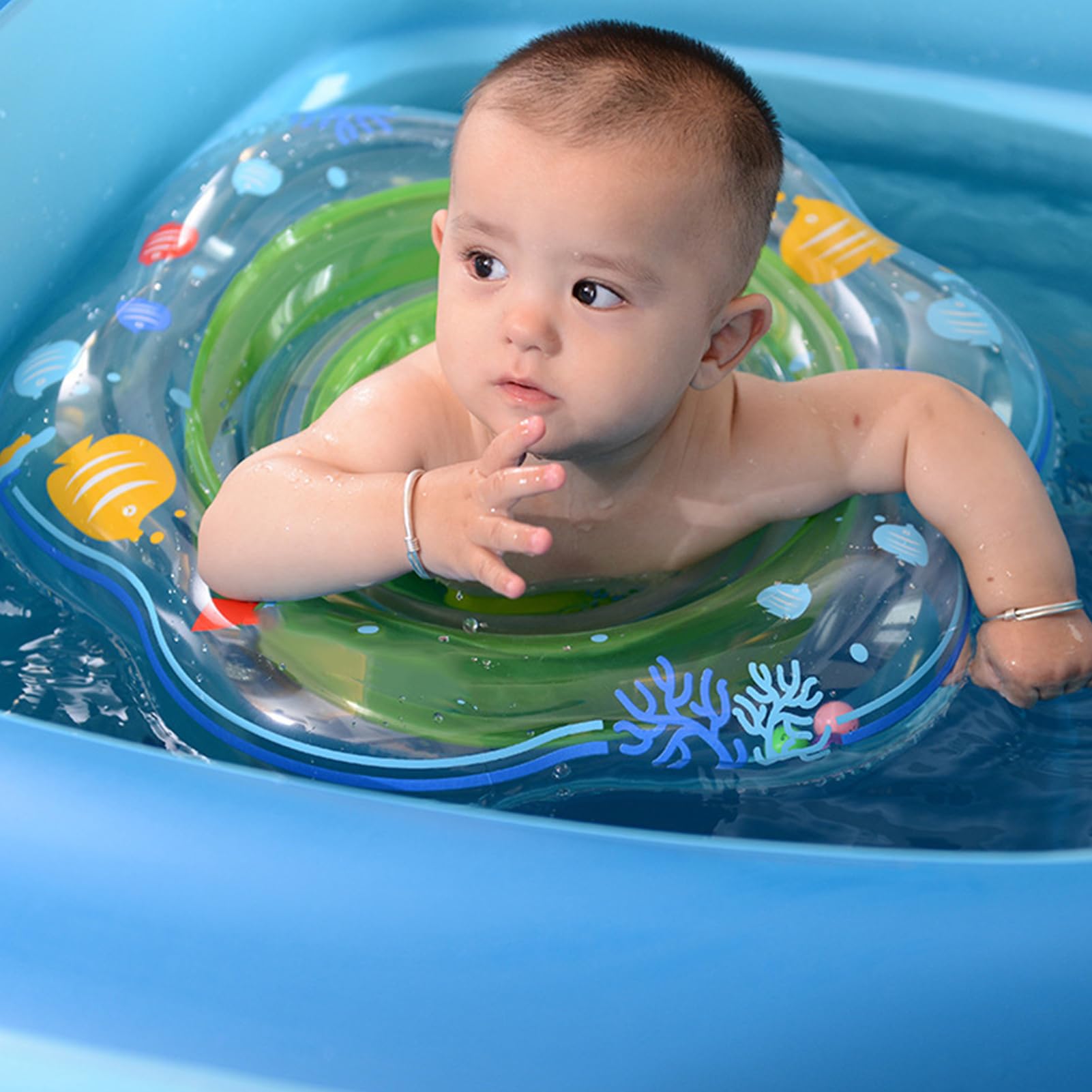 Syrisora Baby Swim Float Baby Swimming Ring Pool Float with Double Gasbag Safety Seat for Infants Toddlers Water Play Learning Development (Green)