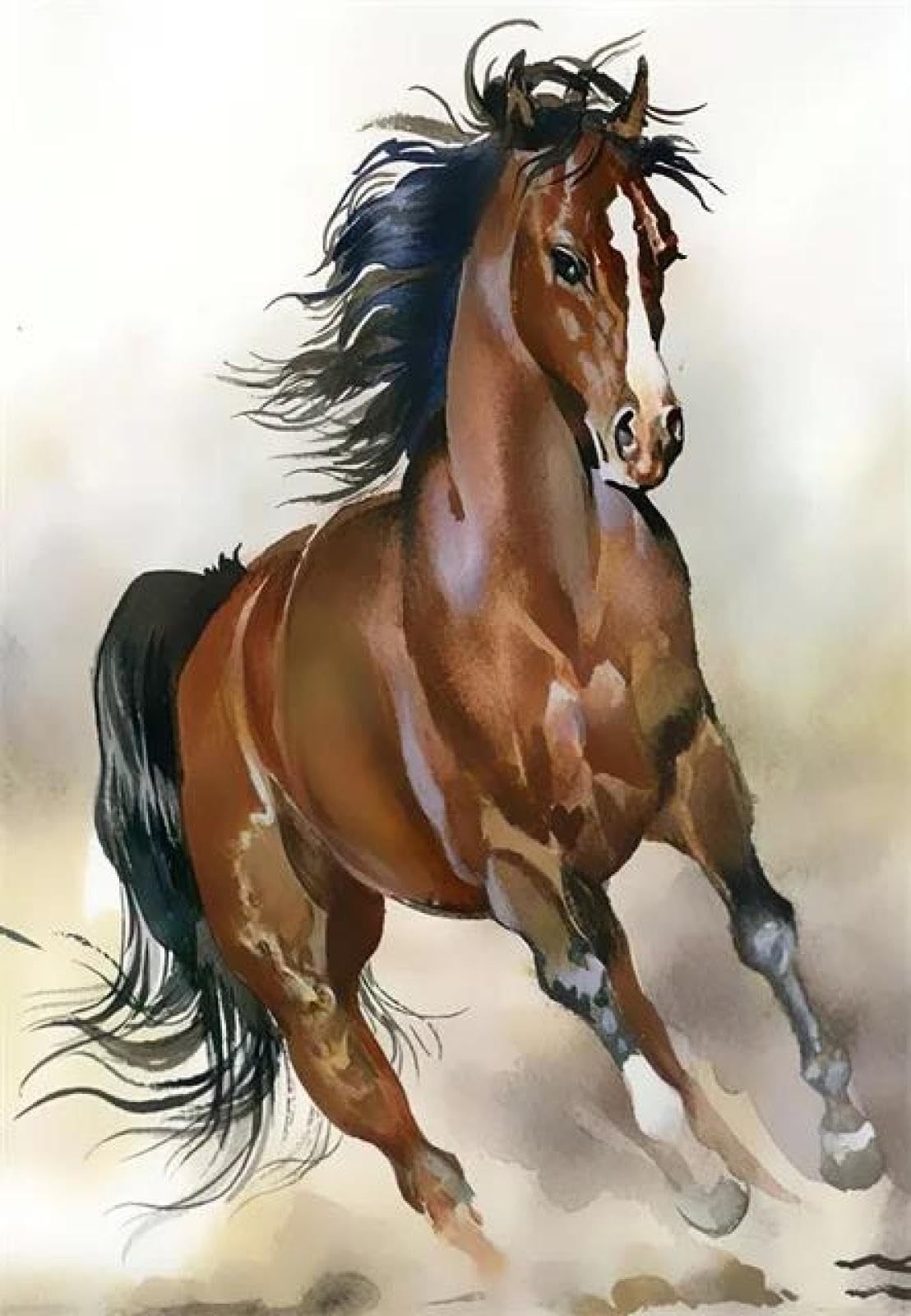 SHINERING Abstract Watercolor Horse Animal Canvas Painting Posters Print Wall Art Picture Living Room Decor A1 50X70Cm Unframed