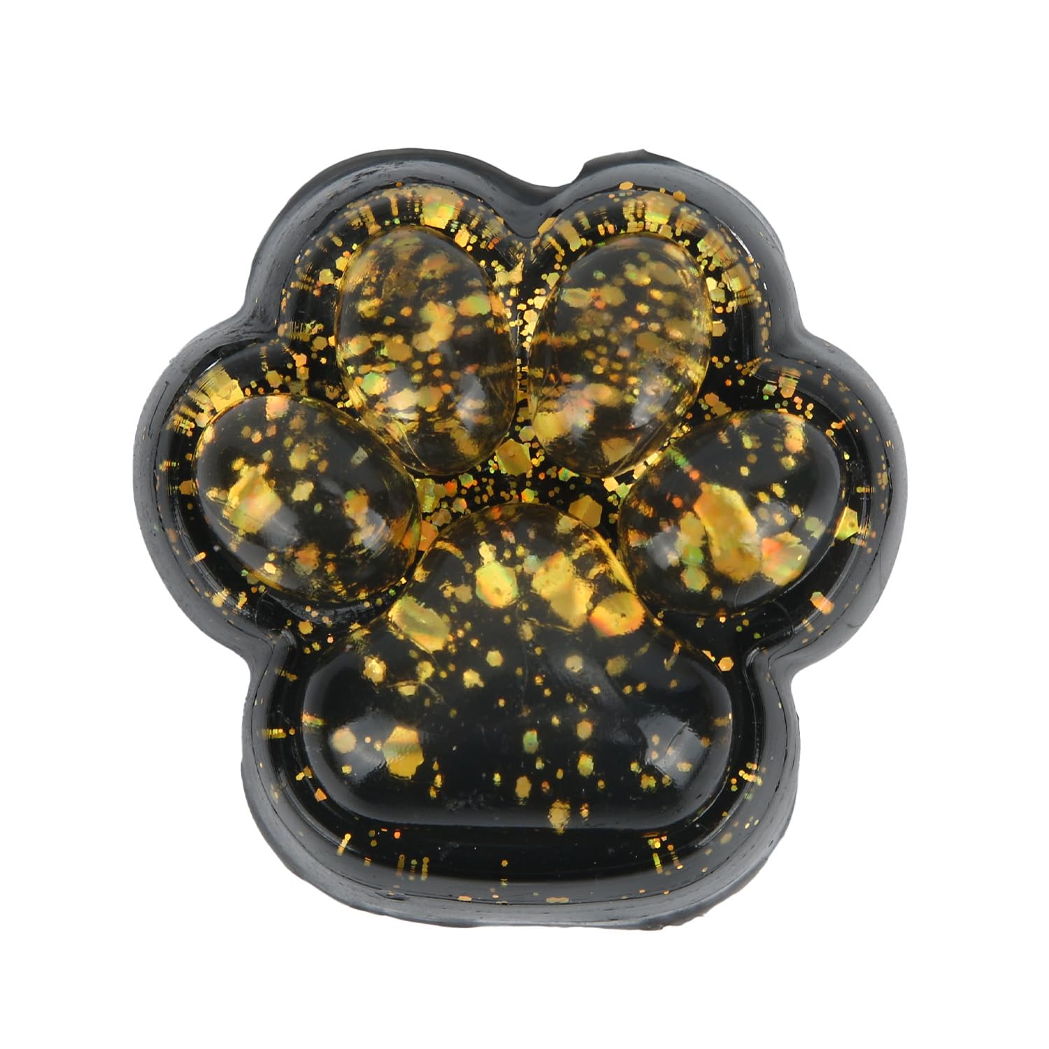 Cat Paw Squeeze Toy, Glitter Jelly Kitty Cute Cat Paw Kawaii Soft Squeeze Fidget Stress Sensory Novelty Toys for Kids Adults School Office (Gold