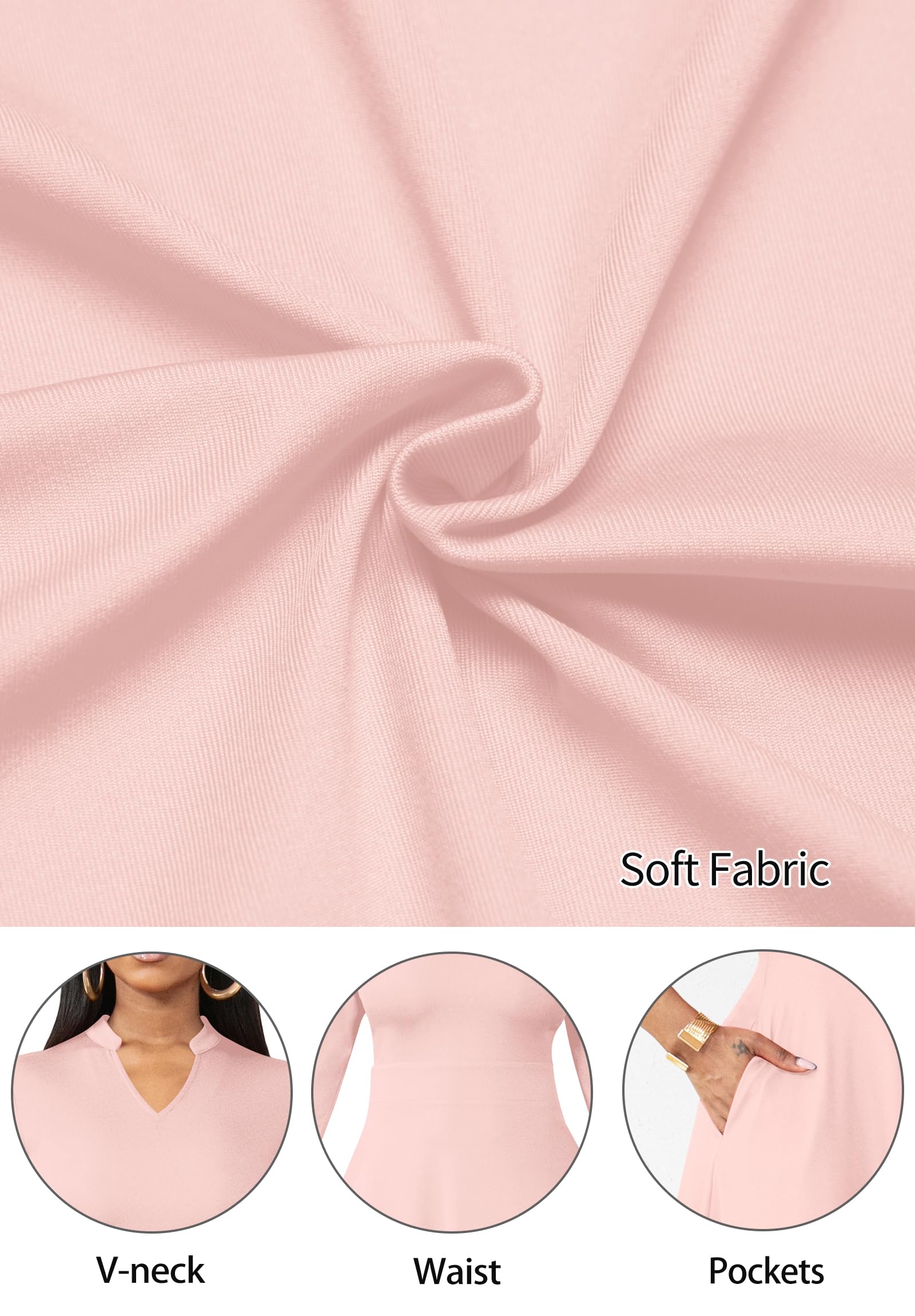 Nmoder Casual Dresses for Women Semi Formal Fit and Flare 3/4 Sleeve A-line Church Work Dress with Pockets