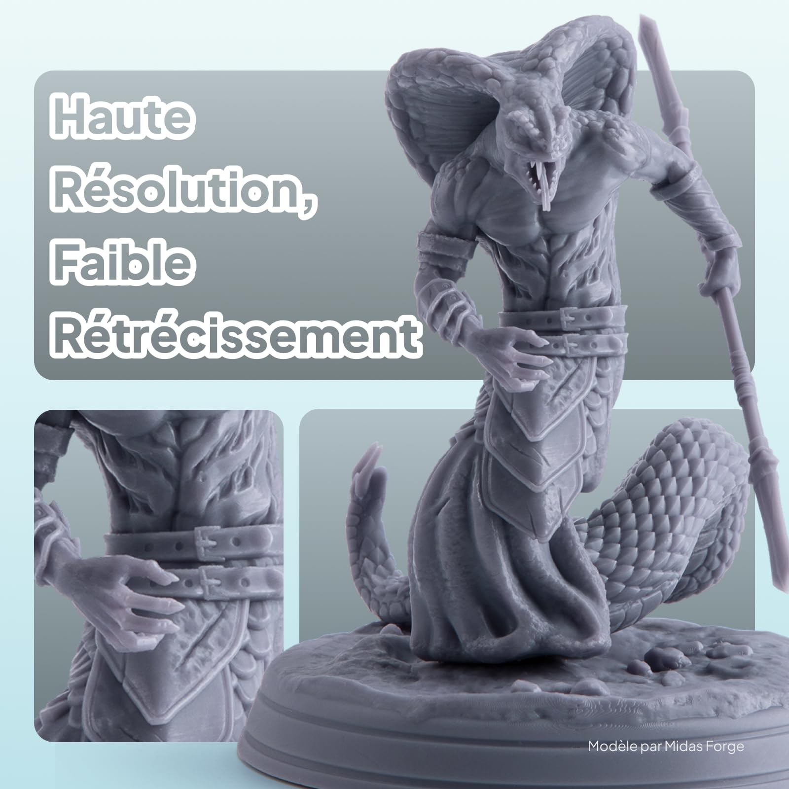 ELEGOO Résine Lavable à l'Eau pour Imprimante 3D 1000g Gris, Résine Photopolymère à Nettoyage Facile, 405nm Durcissement UV Rapid Water Washable Resin pour LCD Impression 3D Printer