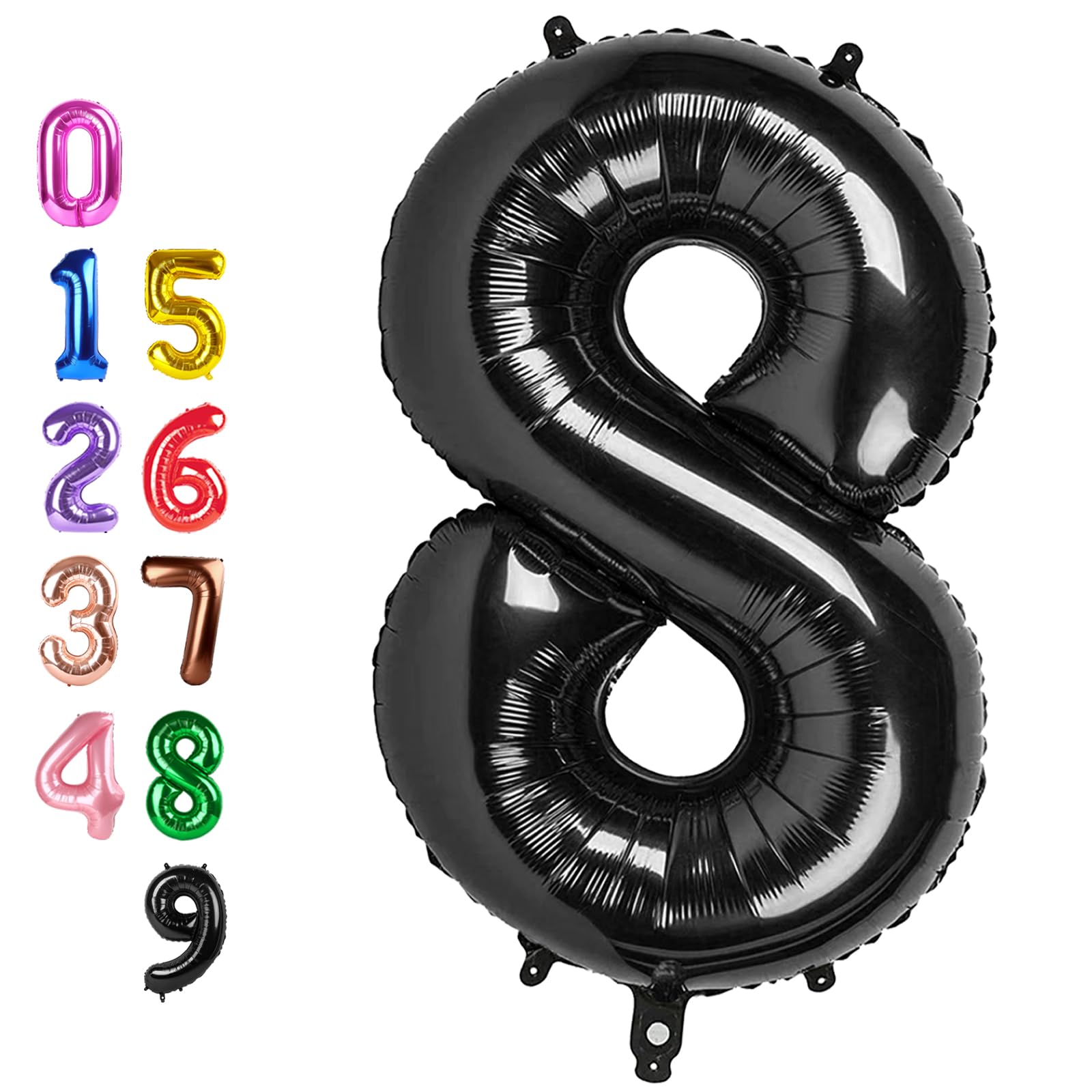 8 Balloon 40 inch Black Number Balloons for 8th Birthday Party Decoration