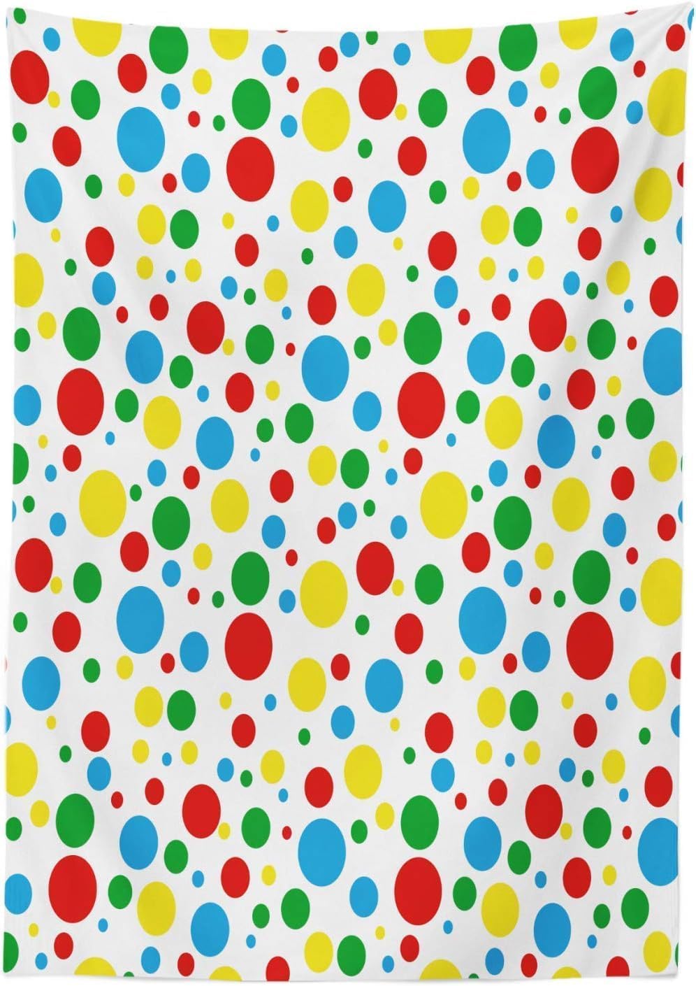 Prostokątny obrus 140 x 300 cm kolorowe kropki, plamoodporna i zmywalna tkanina poliestrowa, ochraniacz na stół dla 8-10 osób, zastosowanie kuchnia salon wewnątrz i na zewnątrz 6565v