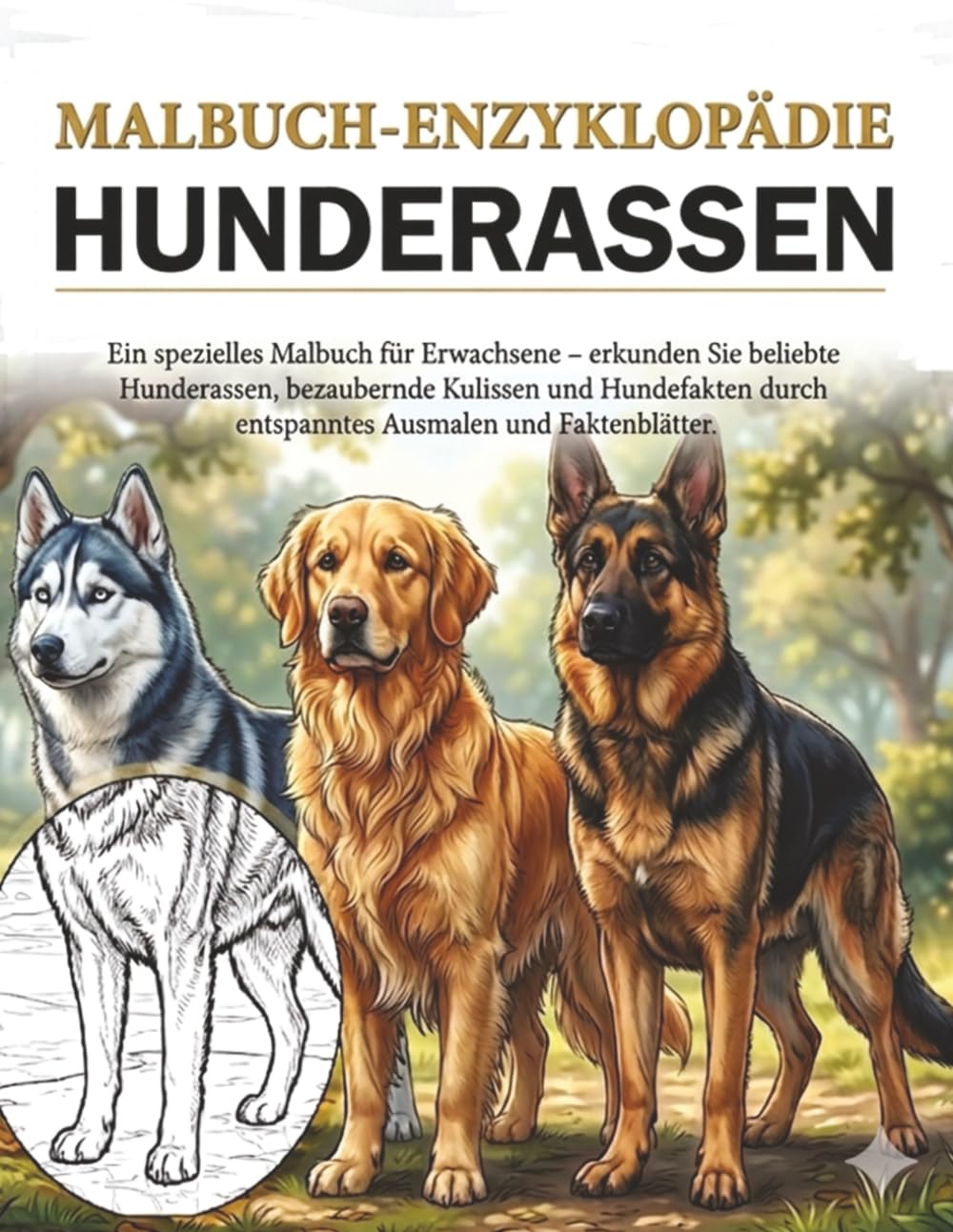 Malbuch-Enzyklopädie – Hunde: Ein spezielles Malbuch für Erwachsene, erkunden Sie Hunderassen durch entspannendes Ausmalen und informative Faktenblätter.