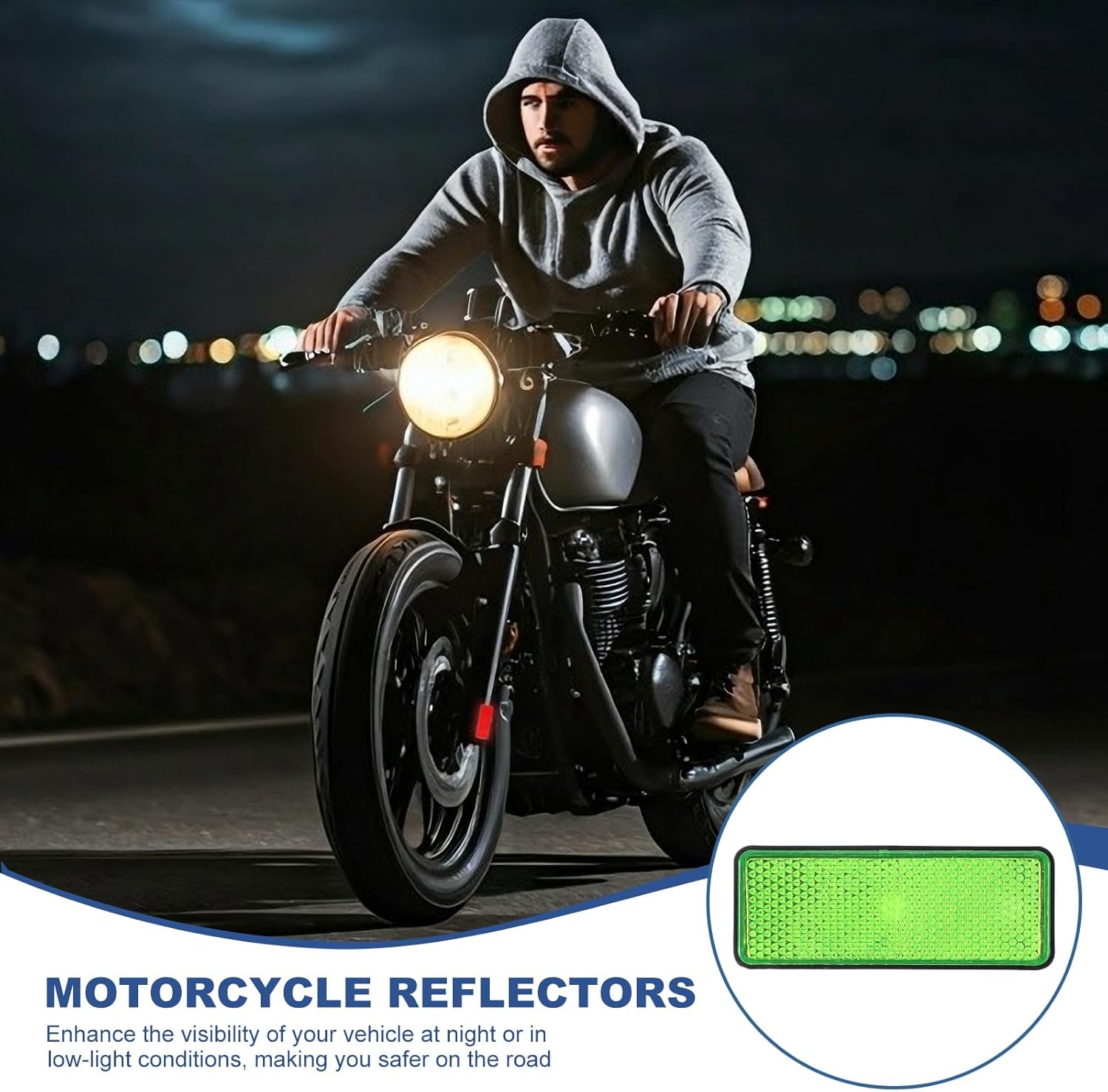 PATIKIL Rectangle Rear Reflectors, 10 Pcs Safety Reflective Warning Reflector Plastic Universal Motorcycle Reflector with M5 Screw Mount for Car Motorcycle Trailer Bike Bicycles, Green