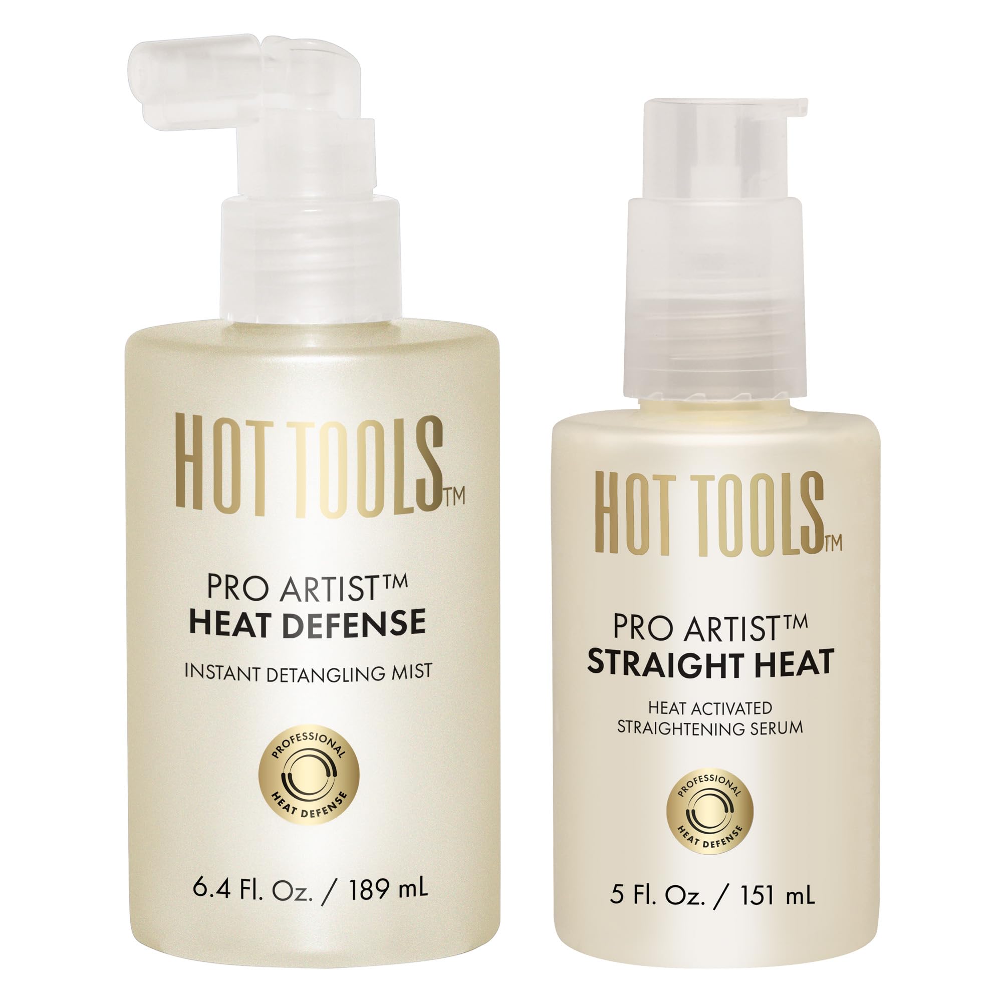 HOT TOOLSPro Artist Heat Defense Instant Detangling Mist and Straight Heat, Heat Activated Straightening Serum | Protect and Straighten