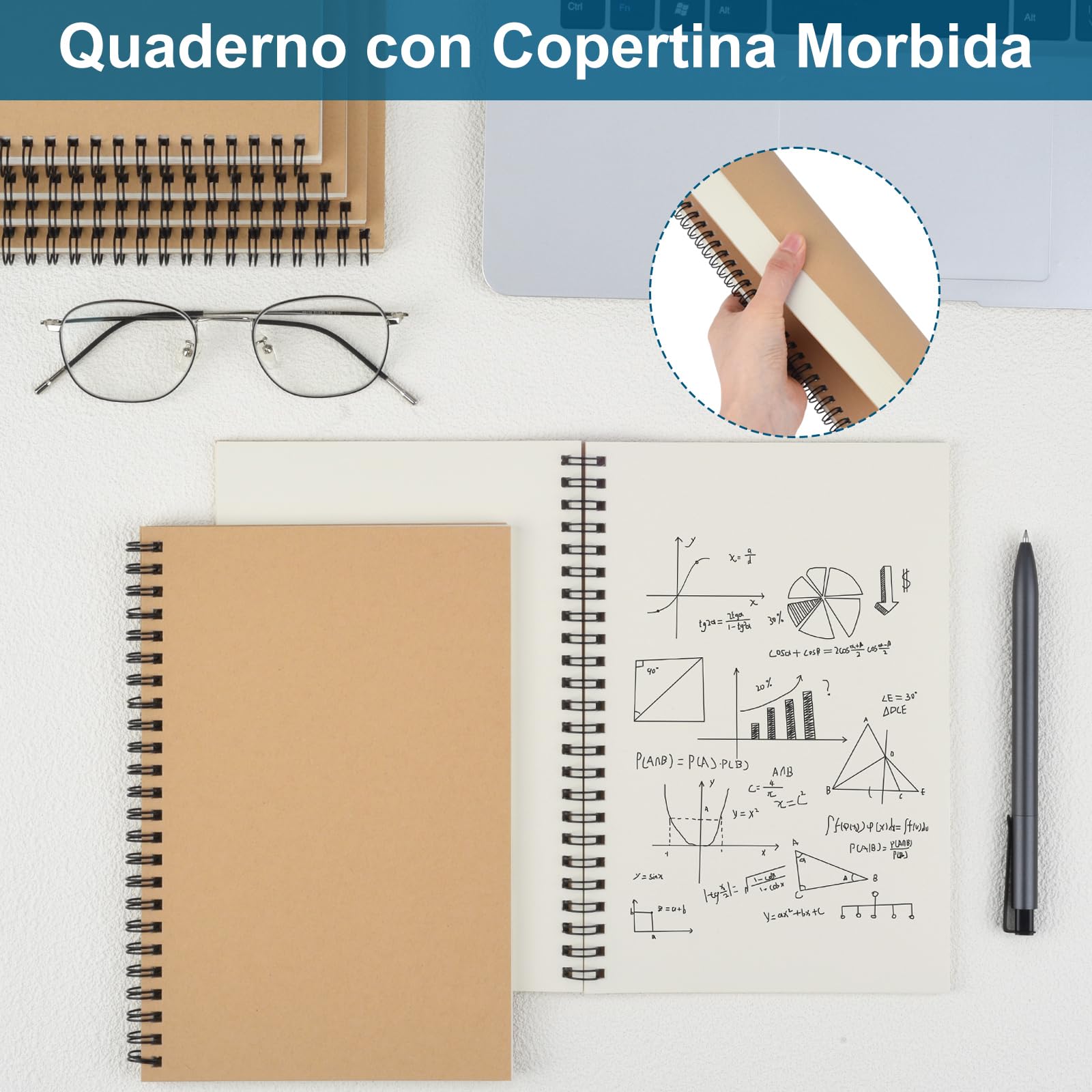 ZCZN-Quaderno Appunti a Spirale,Taccuino Bianco A5, Confezione da 6 Quaderni-60 Fogli/120 Pagine- Carta 21x14 CM, Utilizzato per Scrivere Note, Diario o Agenda, Bianco