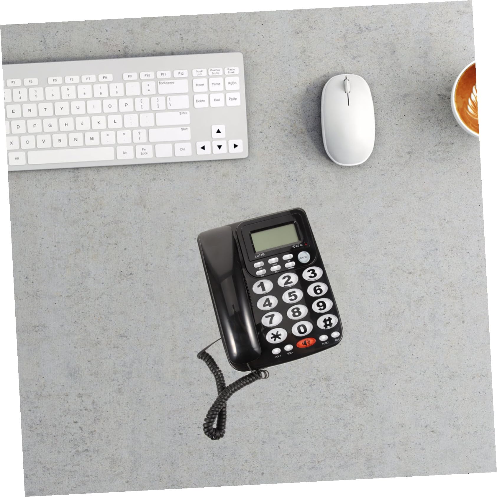 WOONEKY Telefono Fisso da Tavolo Rj11 in PVC, Facile Uso e Display Chiaro
