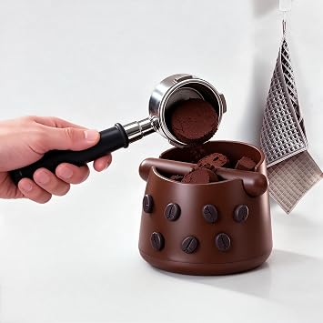 5-Inch Espresso Knock Box, Holds 15+ Coffee Pucks with Barista Towels