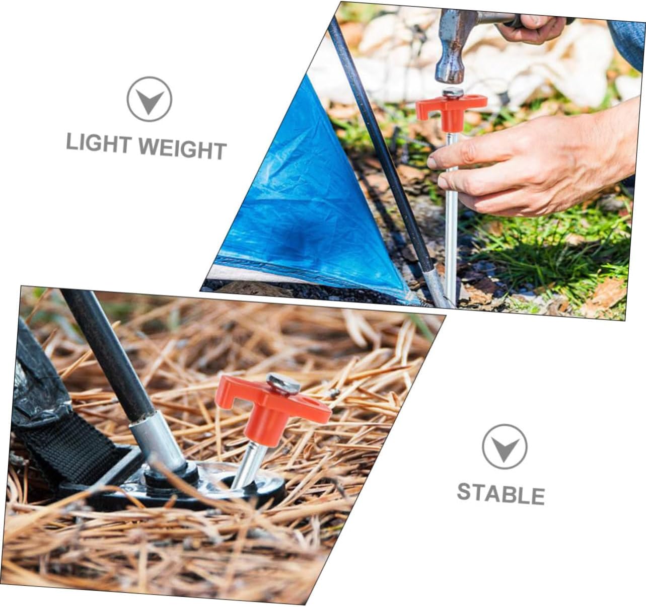 POPETPOP 12Pcs Heavy Duty Camping Tent Stakes with Smooth Tip and Easy Pull Design Ground Pegs for Outdoor Tents Awnings Suitable for Grass, Stone, and Grounds