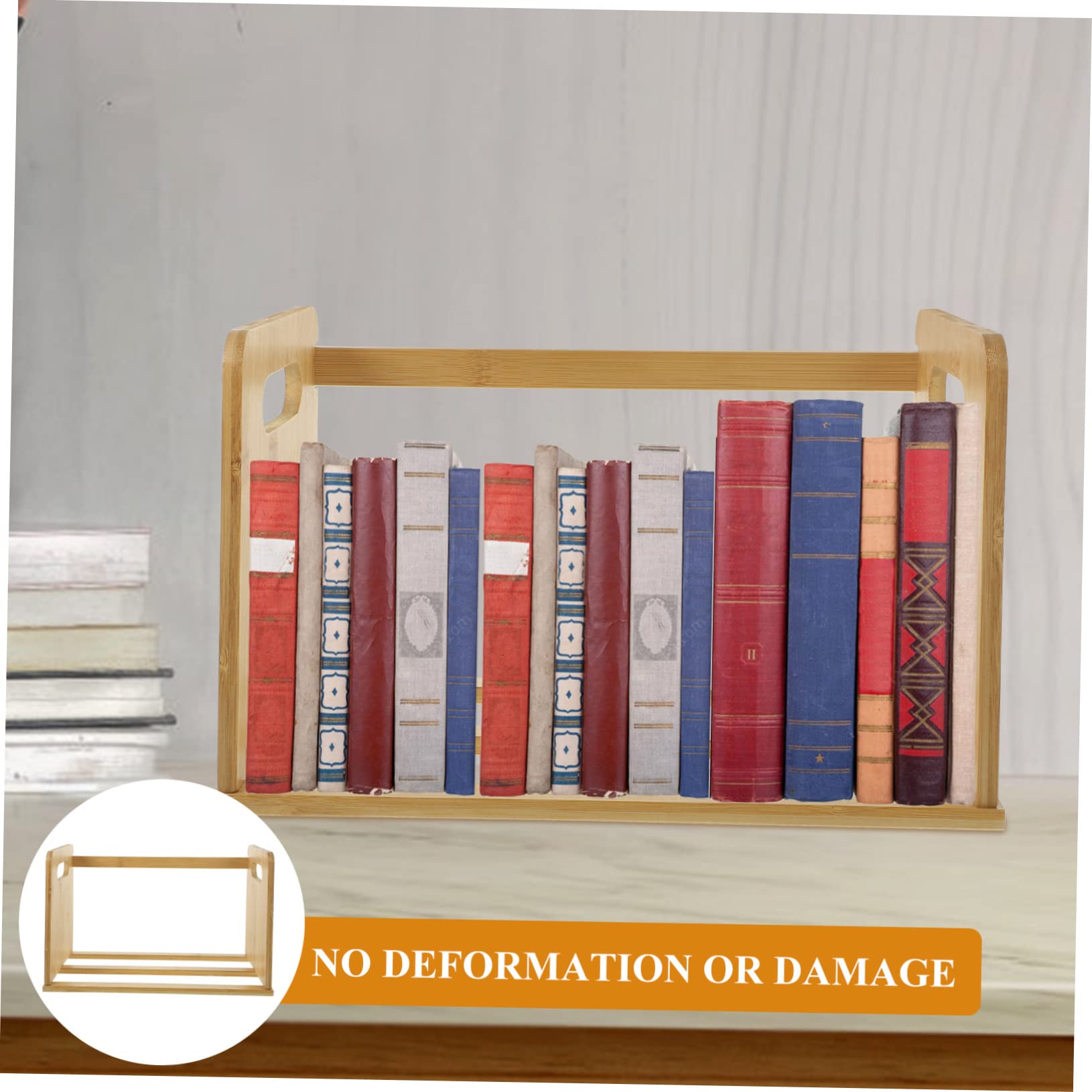 Homoyoyo Espositore per Dischi in Vinile Porta Libri e Riviste Scaffale da Scrivania in Legno Naturale Organizzatore per Ufficio e Casa Design Aperto per Mantenere Ordine