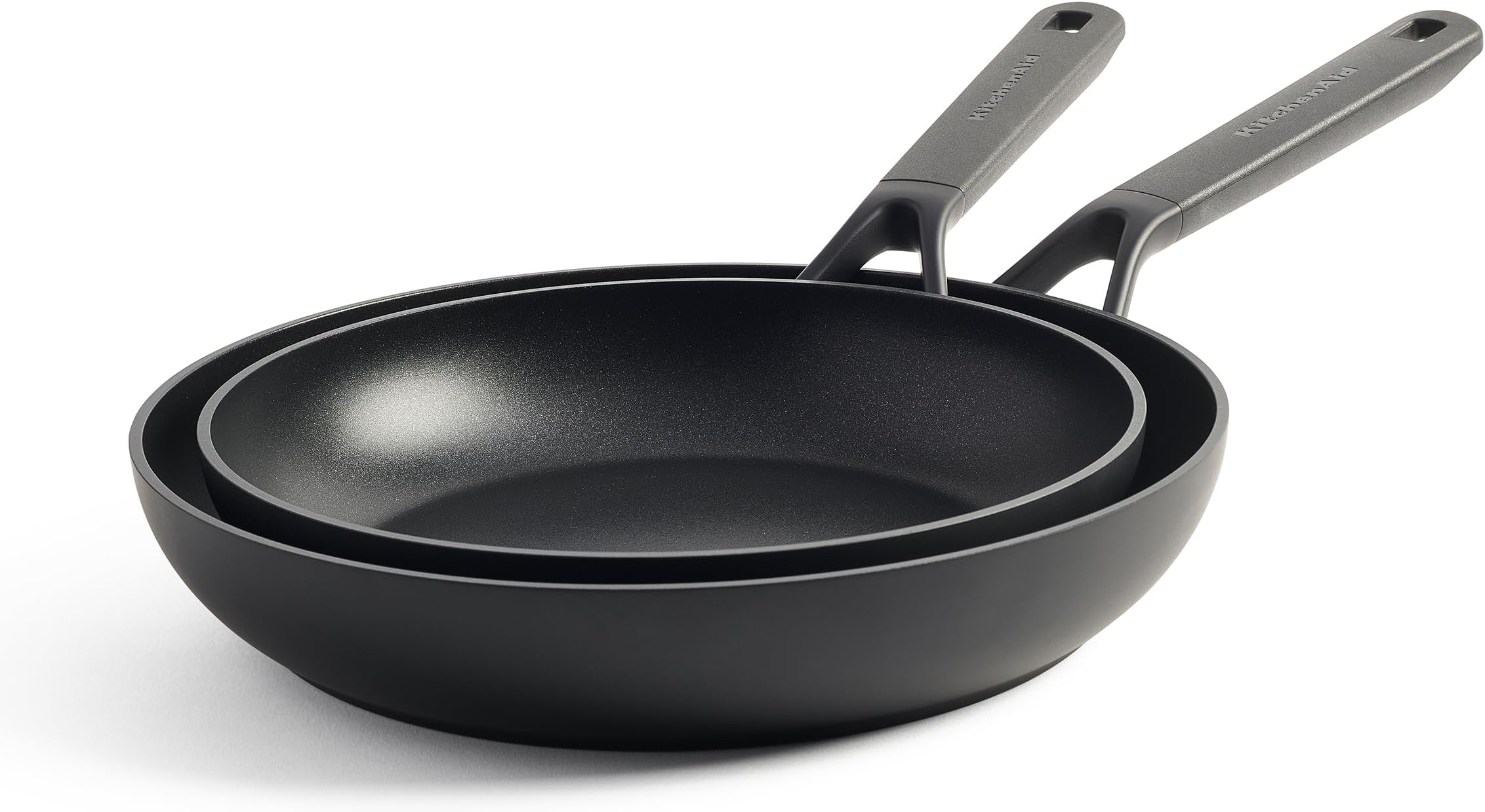 KitchenAid Classic Forged Hard Anodized PFAS-Free Ceramic Non-Stick, 24 cm and 28 cm Frying Pan Set, Induction, Oven Safe,Black