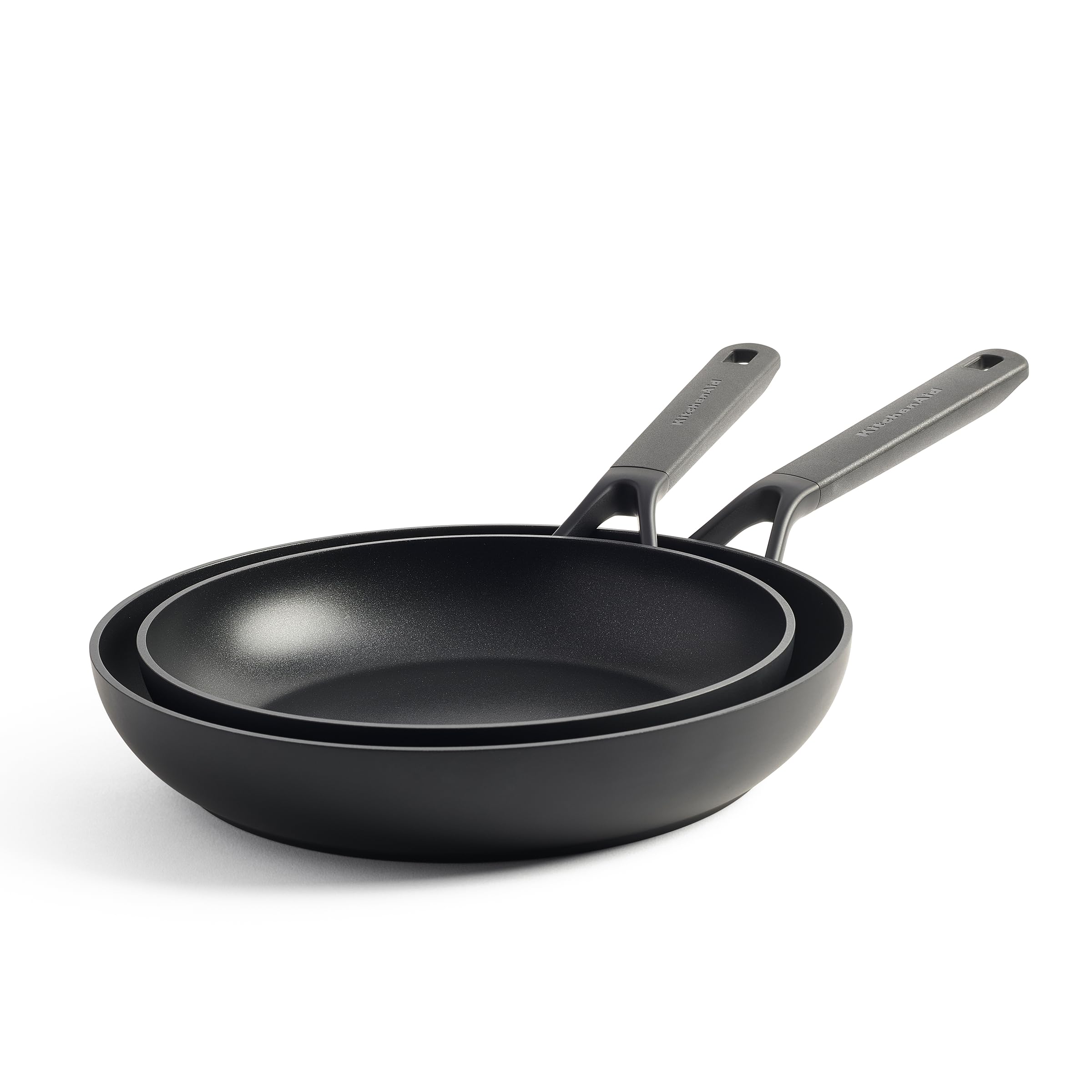 KitchenAid Classic Forged Hard Anodized PFAS-Free Ceramic Non-Stick, 24 cm and 28 cm Frying Pan Set, Induction, Oven Safe,Black