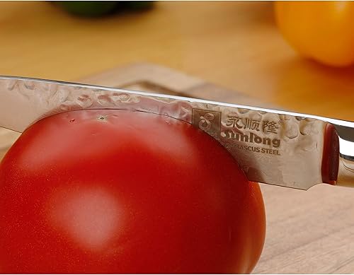 Vista 31 de SUNLONG Cuchillo Santoku de Damasco de 7 pulgadas, cuchillo de chef profesional, japonés de 67 capas, acero de Damasco de alto carbono, mango