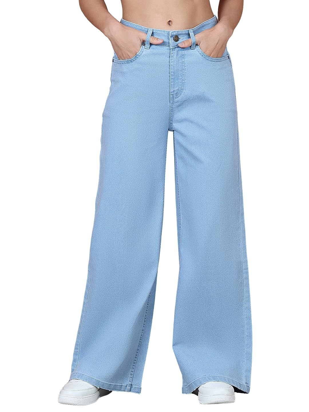 puella Light Blue Solid Color Straight Fit Jeans for Women & Girls-picture-27