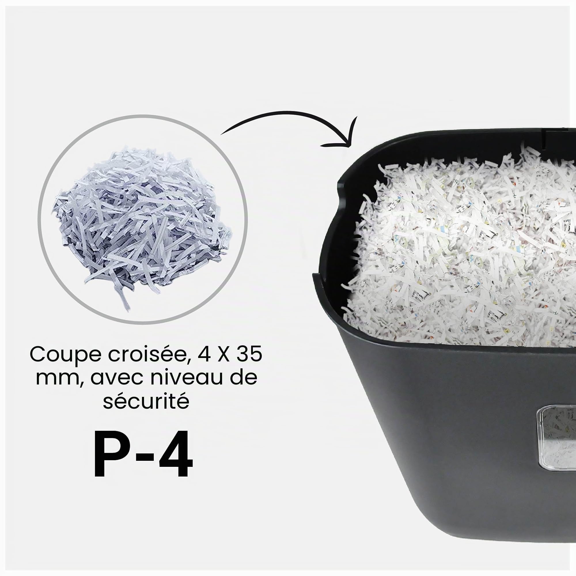 Desq® Destructeur de papier | 11 feuilles | 4 x 35 mm | P-4 | 21 litres