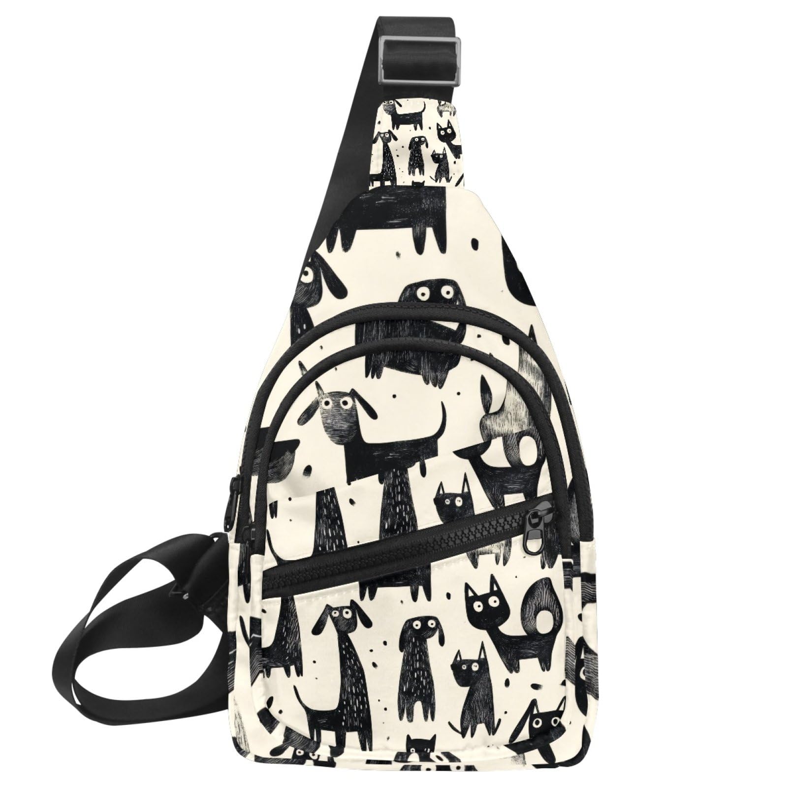 Sac banane noir avec sangle réglable contre l'encombrement - 7