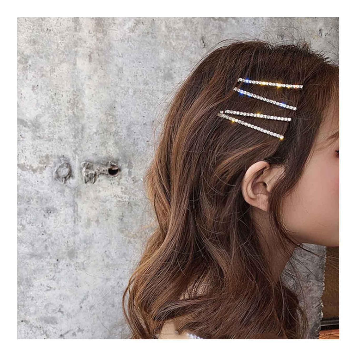 Iaceble Silver Shinny Crystal Hairpin Clip Barrette