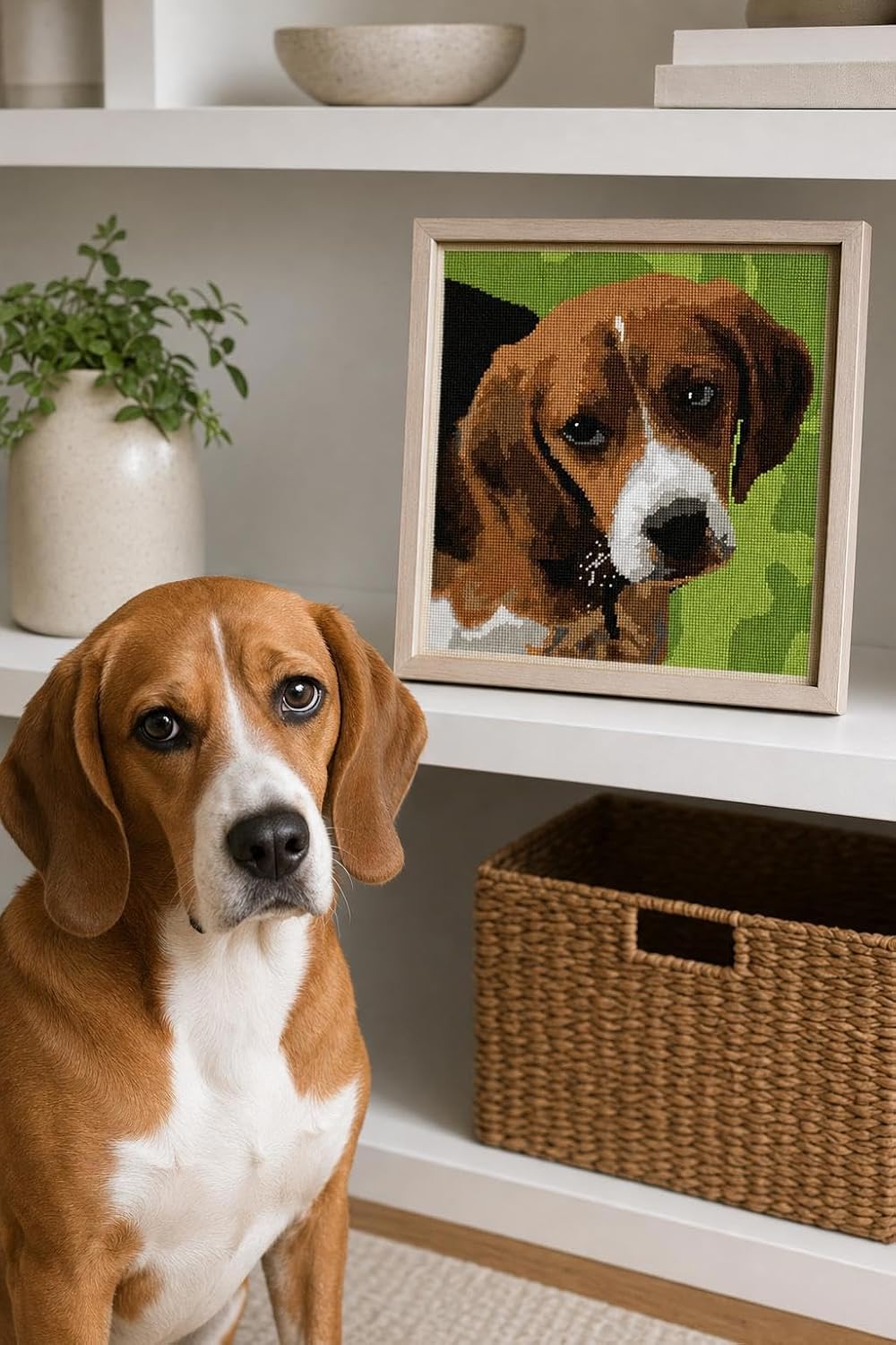 Pepita Needlepoint kit: Beagle Puppy, 10" x 10"