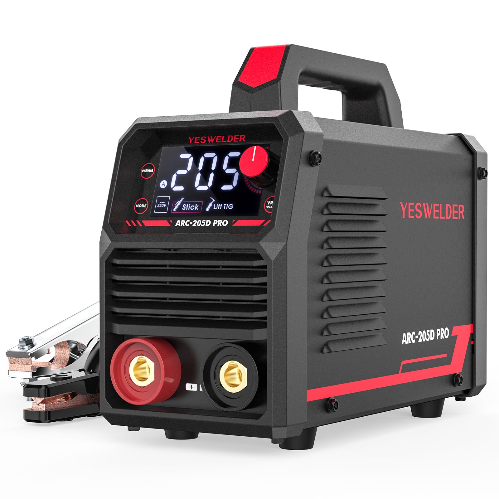 YESWELDER 205Amp ARC Welder 230V MMA/Lift TIG Portable Welder, Large LED Display Digital Inverter IGBT Welding with Hot Start Arc Strength, Anti-Stick Global Recycled Standard Global Recycled Standard Global Recycled Standard