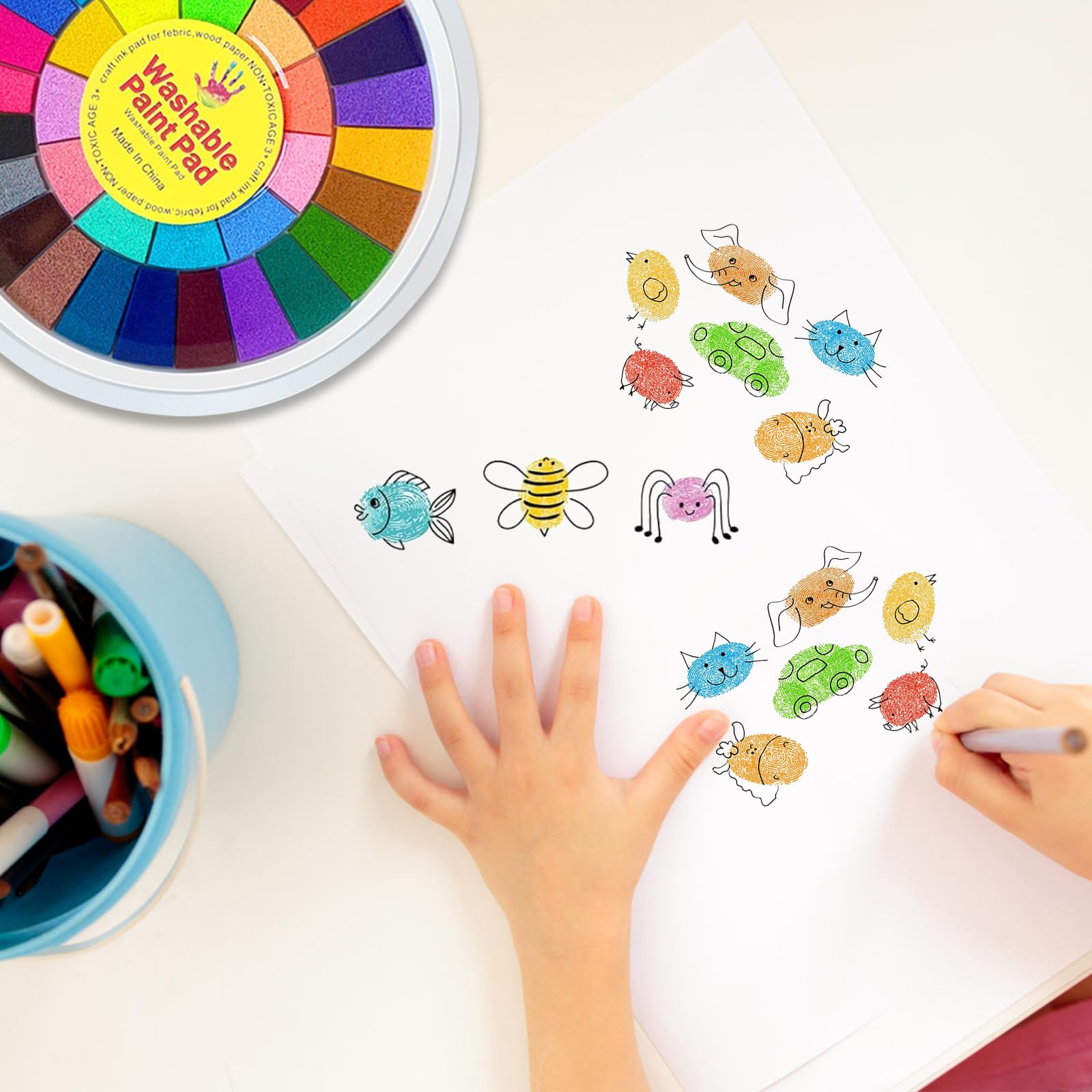 Image secondaire de Tampon Encreur KUBDPQOR pour Enfants - 36 Couleurs Lavables et Non Toxiques