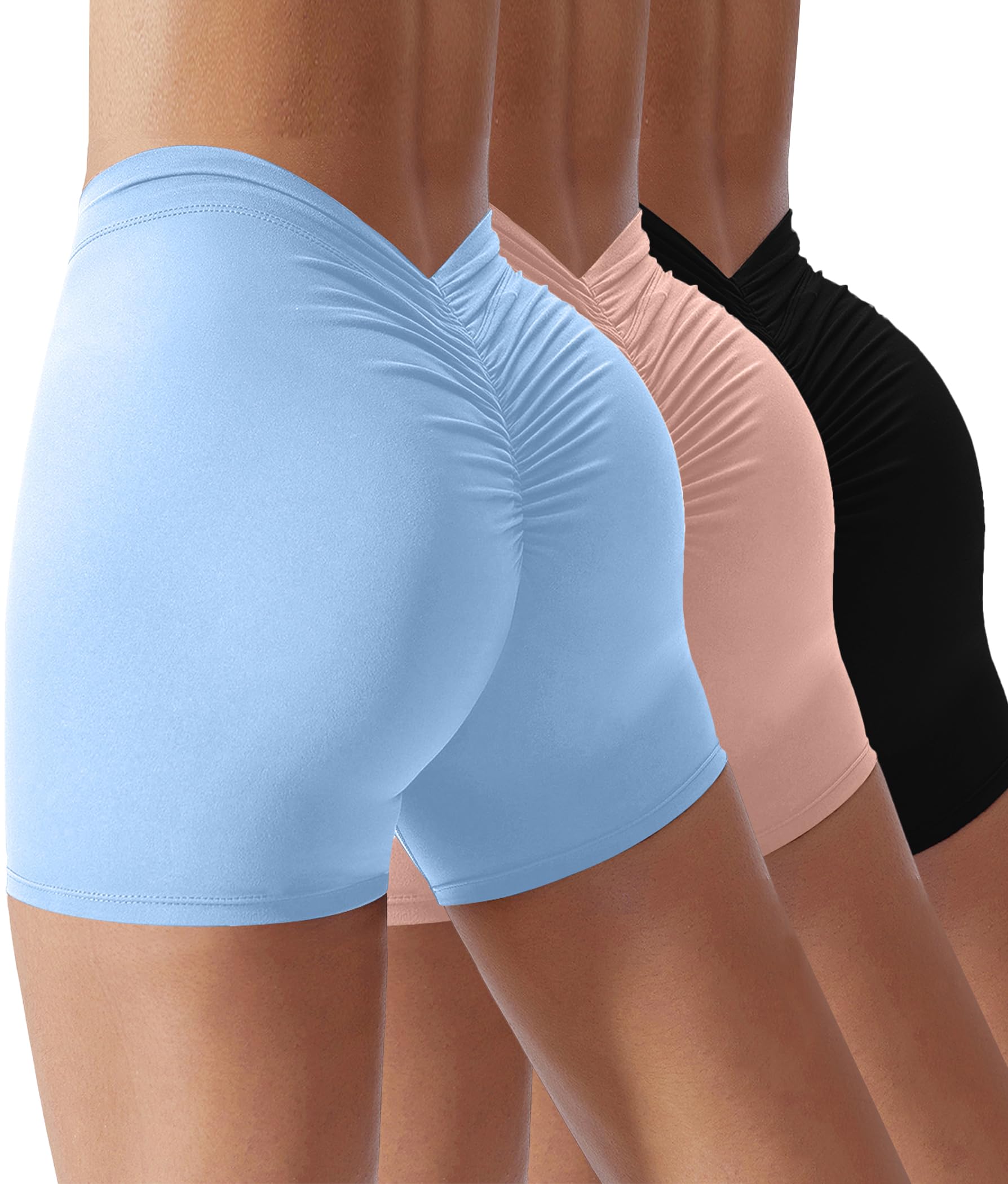 YWBIN Womens Gym Scrunch Butt Lifting Workout Shorts High Waisted V Back Yoga Booty Biker Shorts