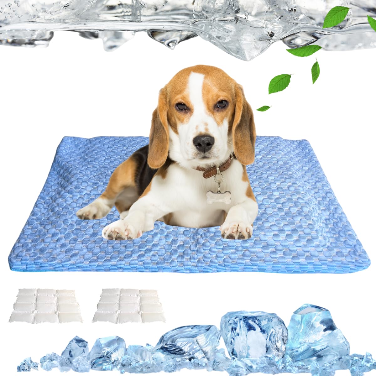 Dog Cooling Mat-Pet Cooling Pad with Built-In Gel Laye Reusable Machine Washable and Portable for Indoor Outdoor with Non-Slip Bottom Non-Toxic for cats small dogs Summer use (Blue