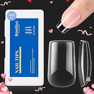 Beetles Gel Nail Tips, 500Pcs Short Square Gel Nail Tips Clear Full Cover False Nails Tips Press on Nails for Nail Art Design Easy Nail Extensions Kit