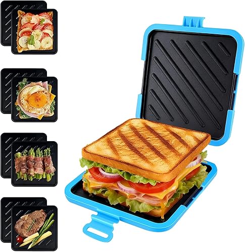 Sandwichera, tostadora con platos antiadherentes, tostadora para microondas, tostadora de microondas con apta para lavavajillas, adecuada para