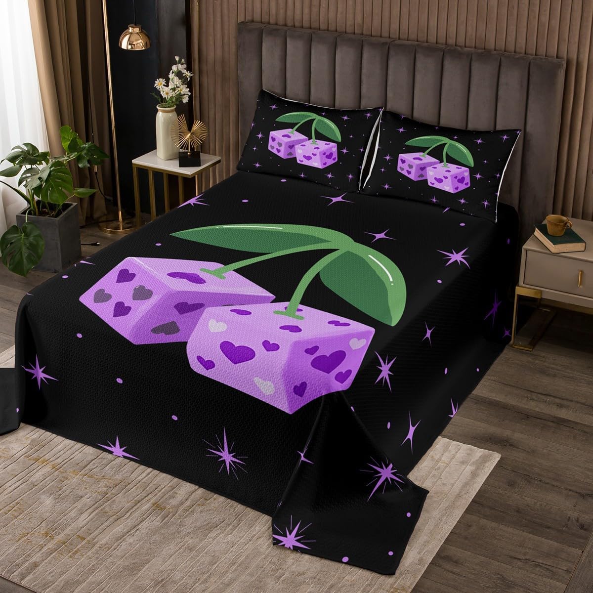 Castle Fairy Sun and Moon Bedspread Queen Size,Watercolor Starry Sky Quilt Sets 3Pcs for Kids Teens Youth Room Decor,Dreamy Bohemian Bedding Sets Fantasy Galaxy Down Comforter,2 Pillowcases