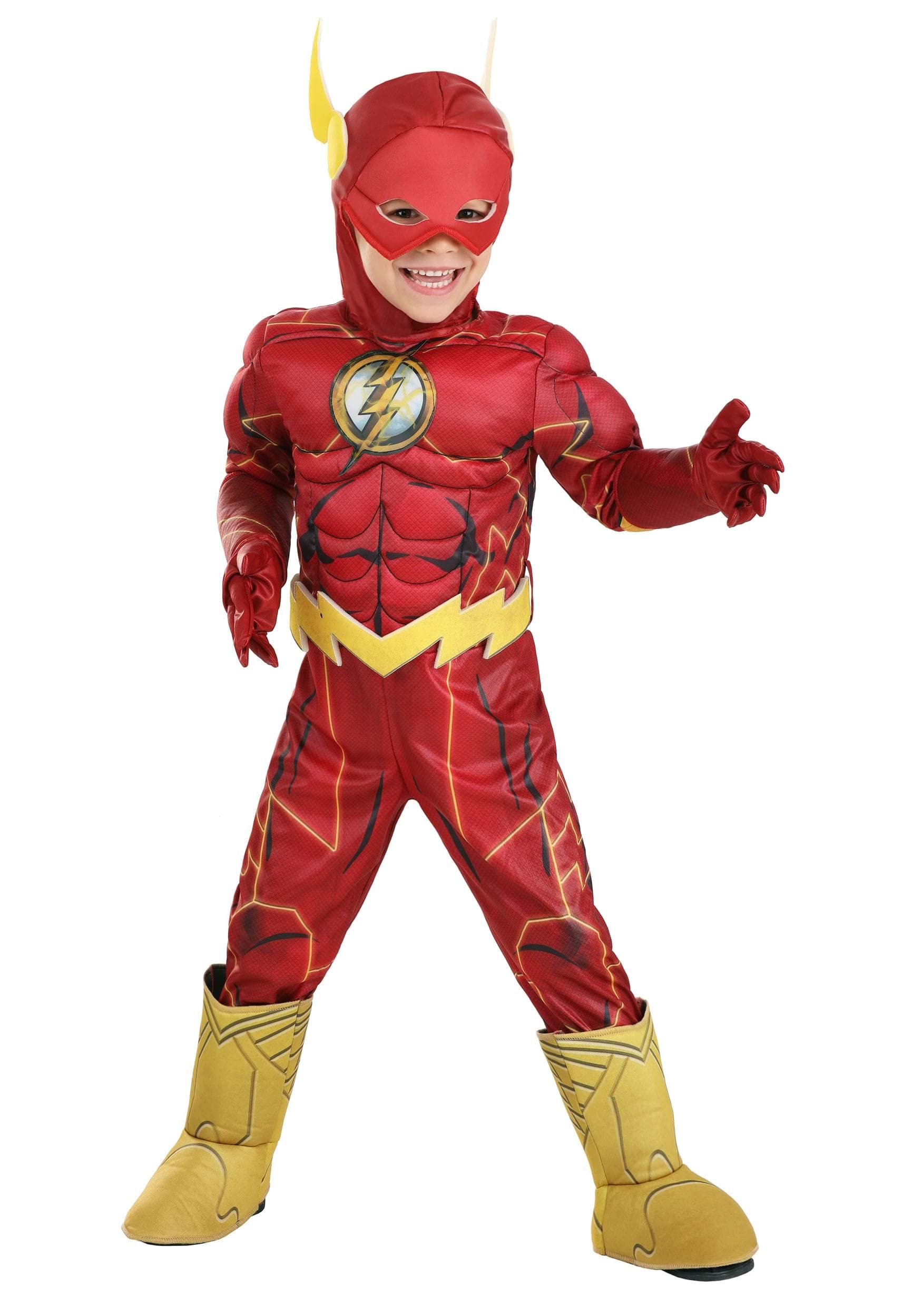 Toddlers Deluxe Flash Costume, Red Superhero Suit for Movie Comic Cosplay, Hero Dress-Up Parties & Halloween