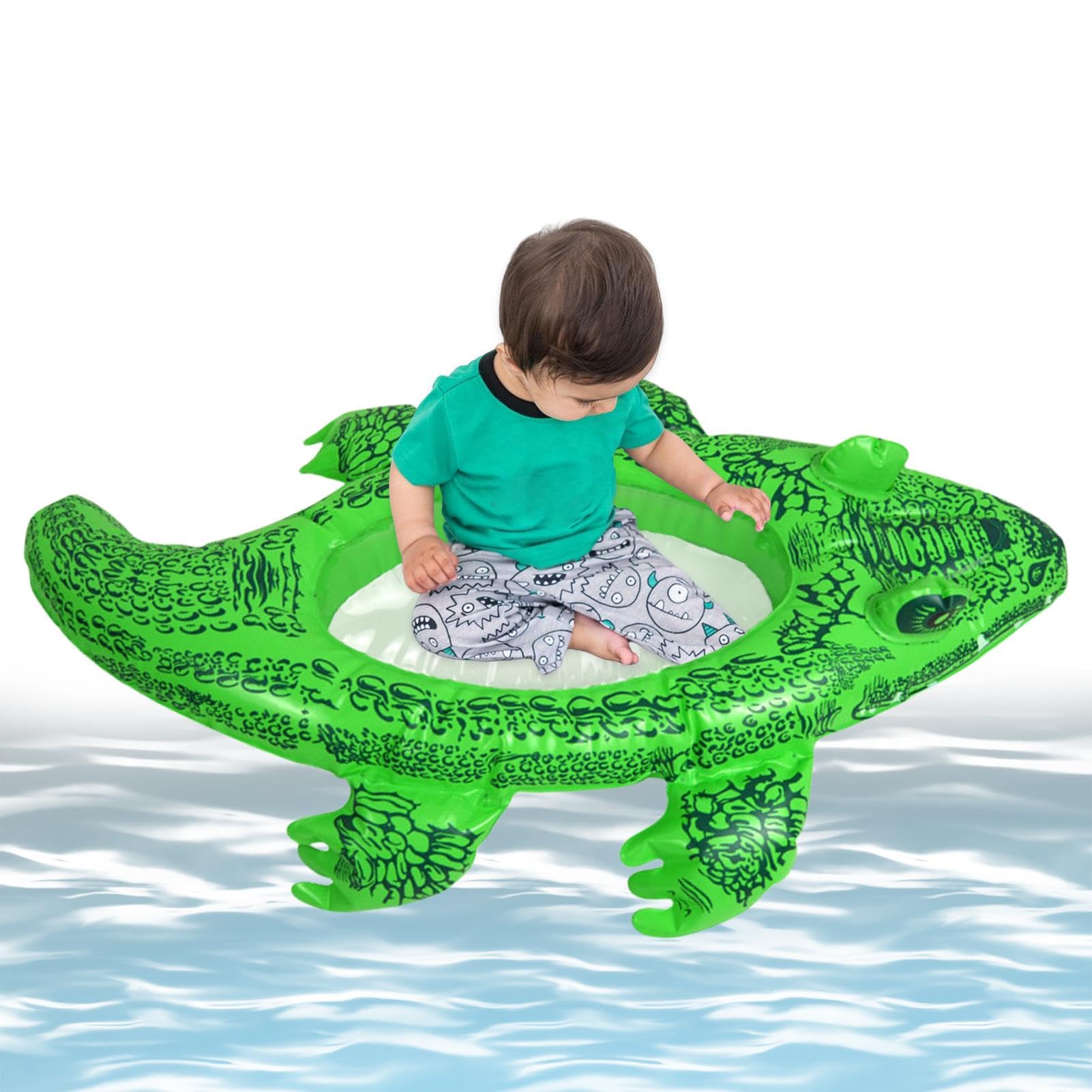 Kuehssn Tumbona flotante para piscina, flotador inflable de piscina - Alfombra de agua inflable en forma de cocodrilo para niños | Juguete inflable al aire libre para piscinas sobre el suelo, playas,