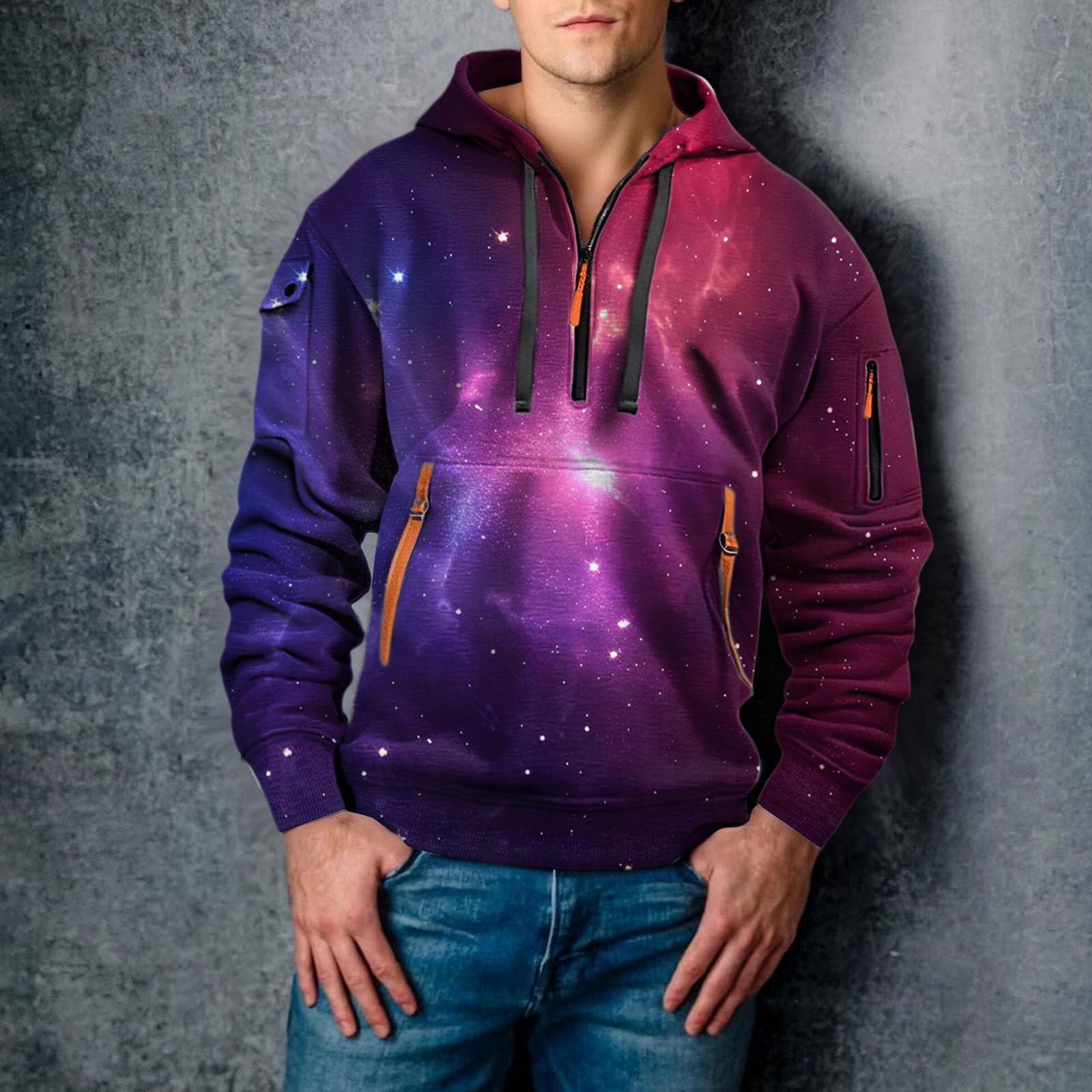 Sudaderas con Capucha Corta Sudadera Y Cremallera De Un para Hombre, Estilo Casual Deportivo, Bolsillos. Tallas S A 5XL. Boxeo Hombre (Pink, XL) Camiseta Ciclismo Camisa Manga Chandal