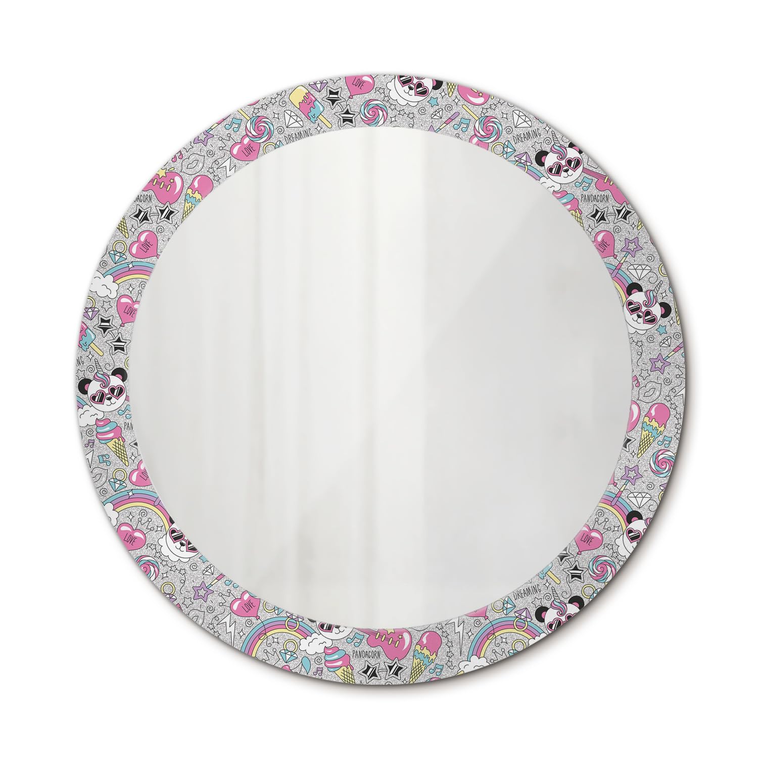 Miroir suspendu rond 80 cm de haute precision avec impression moderne et bords polis