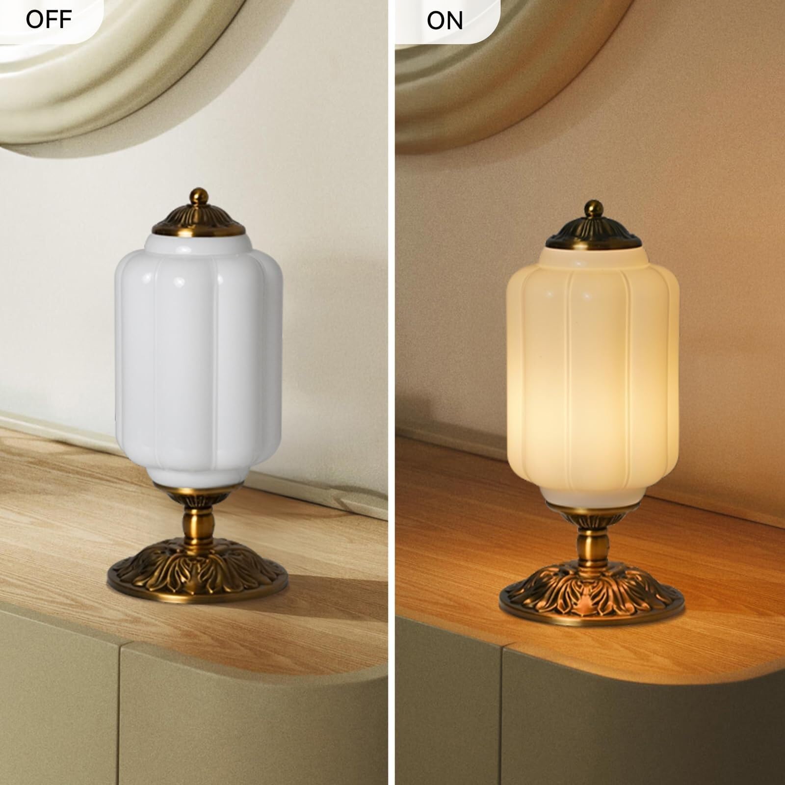 HHRLCH 15 -calowe lampy stołowe Farmhouse Antique Brass Finish Baza i wystrój sypialni odpowiednie do biura w akademiku w salonie (zielony)