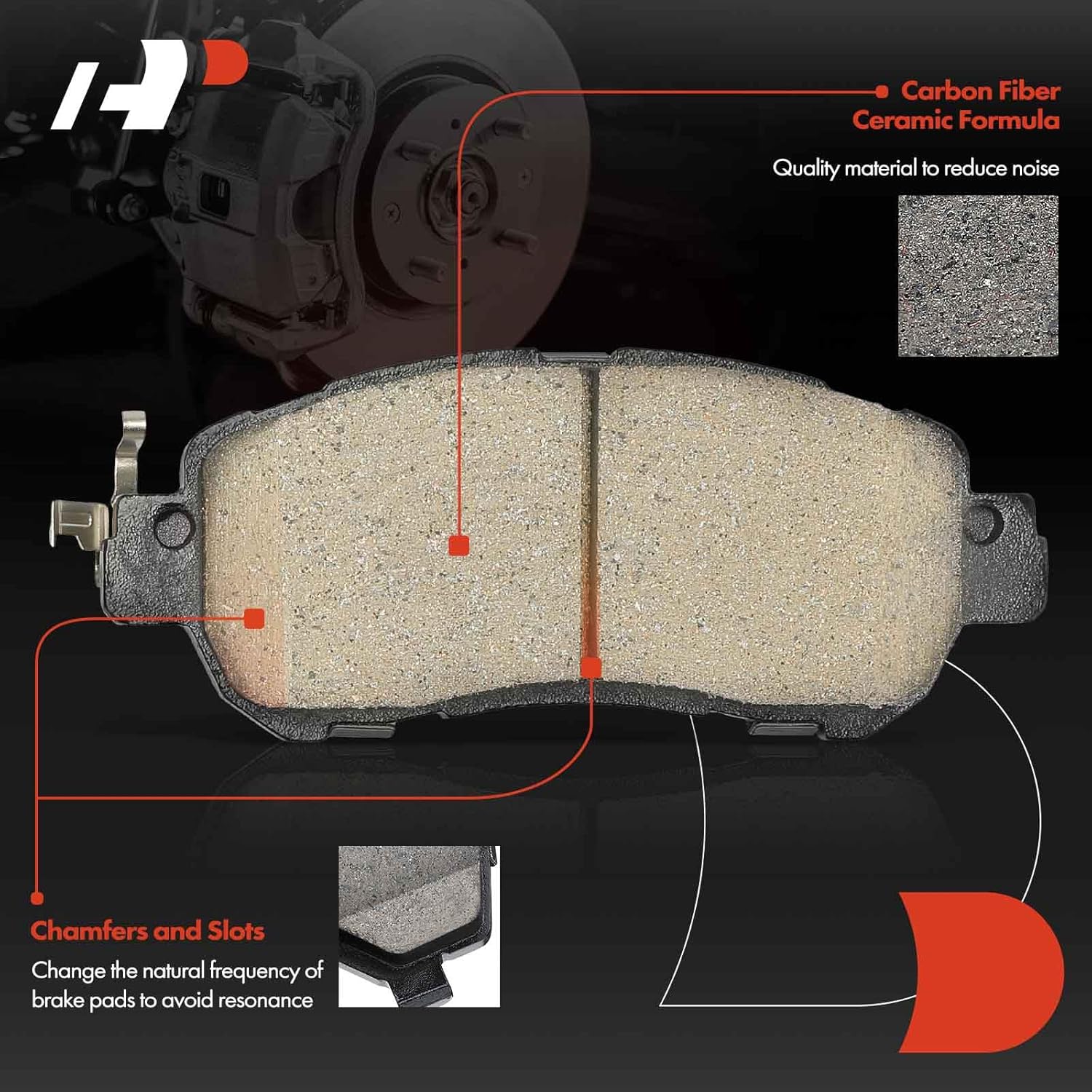 A-Premium Front Ceramic Brake Pads Set Compatible with Nissan Versa 2020-2022, Kicks 2018-2022, 4-Pack