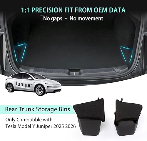 Miniatura 4 de Contenedores de almacenamiento para maletero, organizador de maletero para Tesla Modelo Y Juniper 2025 2026, 5 plazas, 2 cajas de almacenamiento