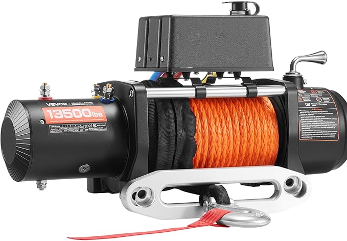 VEVOR Cabrestante Eléctrico 13500 lb 12V DC 3/8 in x 80 ft Cuerda Sintética Control Remoto miniatura 10