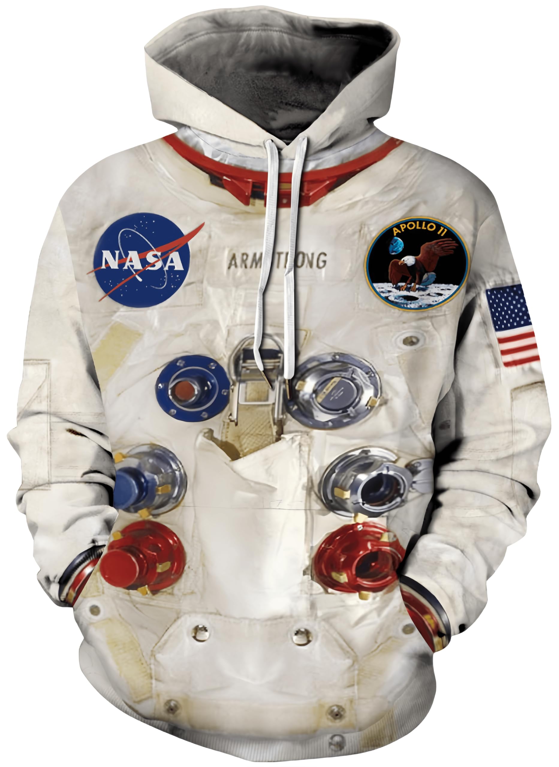 Ocean Plus Men's Galaxy Digital Hooded Sweatshirt Long Sleeve Hoodies Sport Cardigan Hooded Plus Size (S (Chest: 108-128CM), Astronaut suit)
